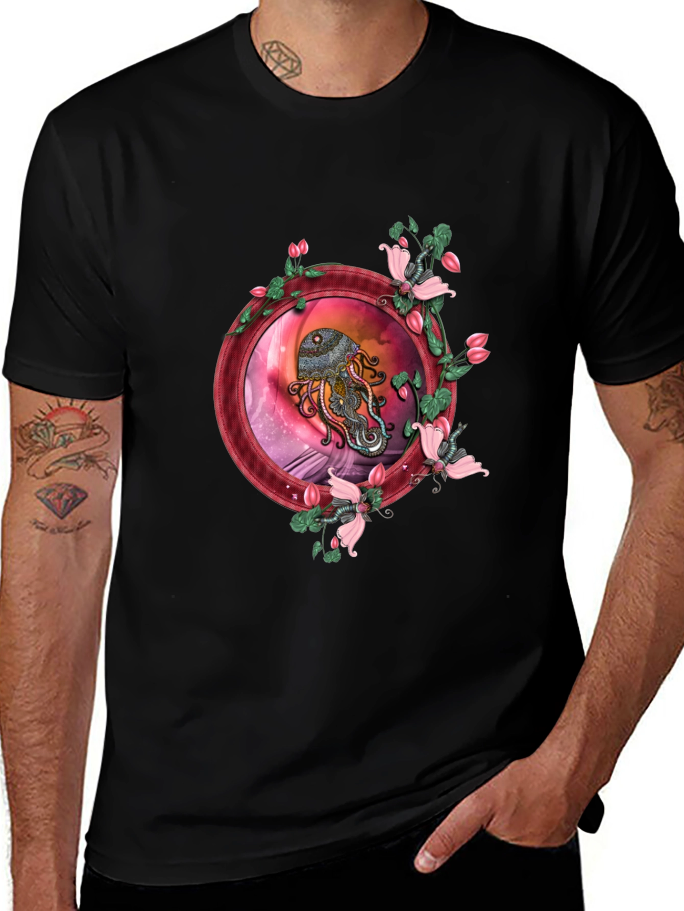 Variant 19 of Octopus Floral Graphic Tee - Unique Design
