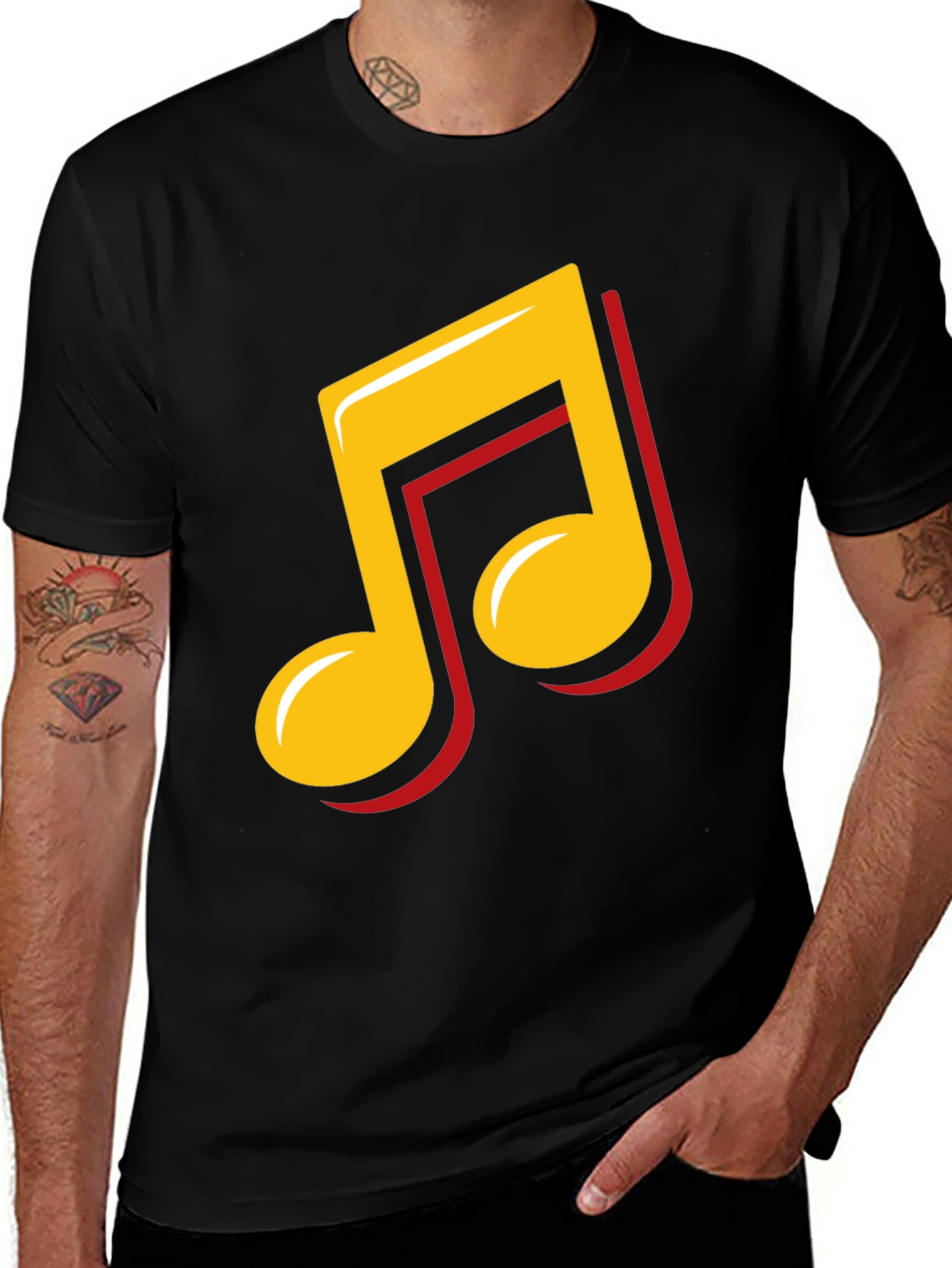 Variant 12 of Music Note Graphic Tee - Stylish Black T-Shirt