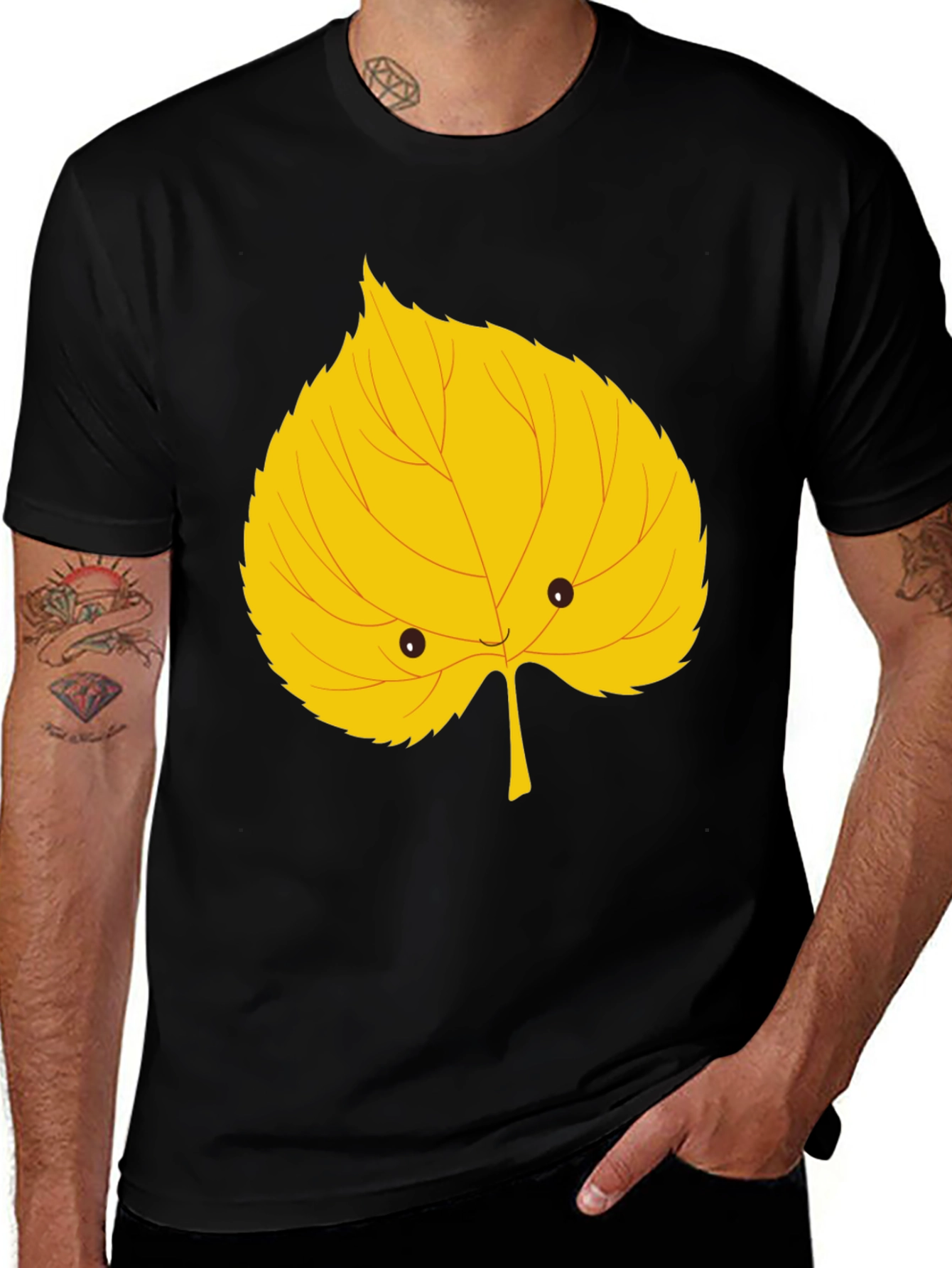 Variant 23 of Leafy Face T-Shirt - Cute Graphic Tee