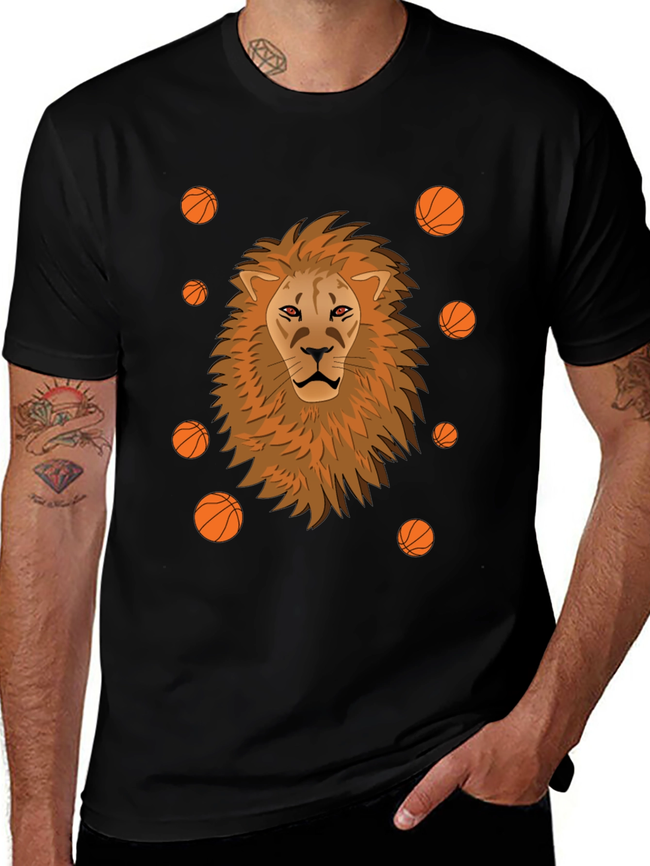 Lion Basketball Graphic Print T-Shirt
