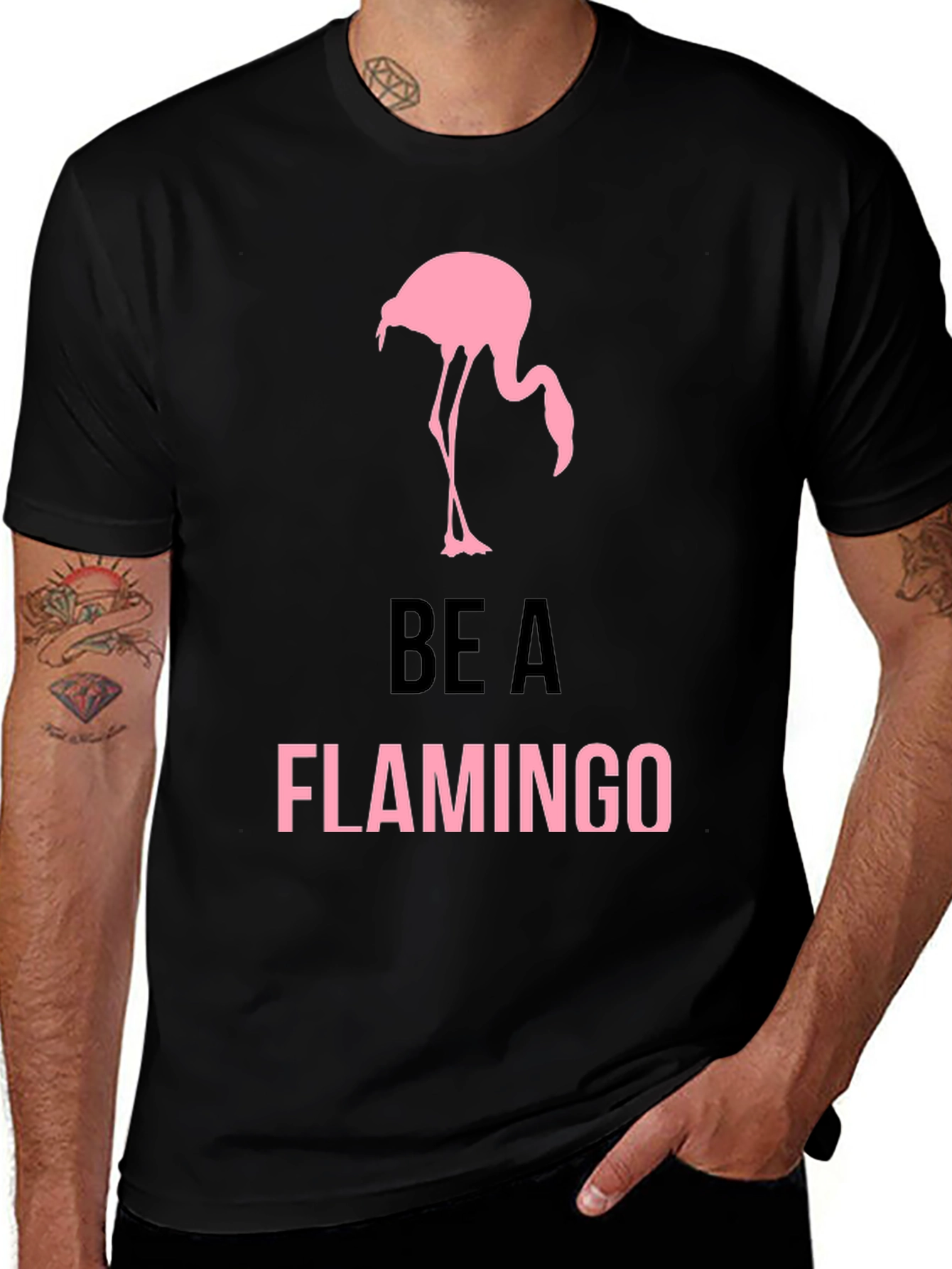 Variant 18 of Be a Flamingo T-Shirt - Men's Black Graphic Tee