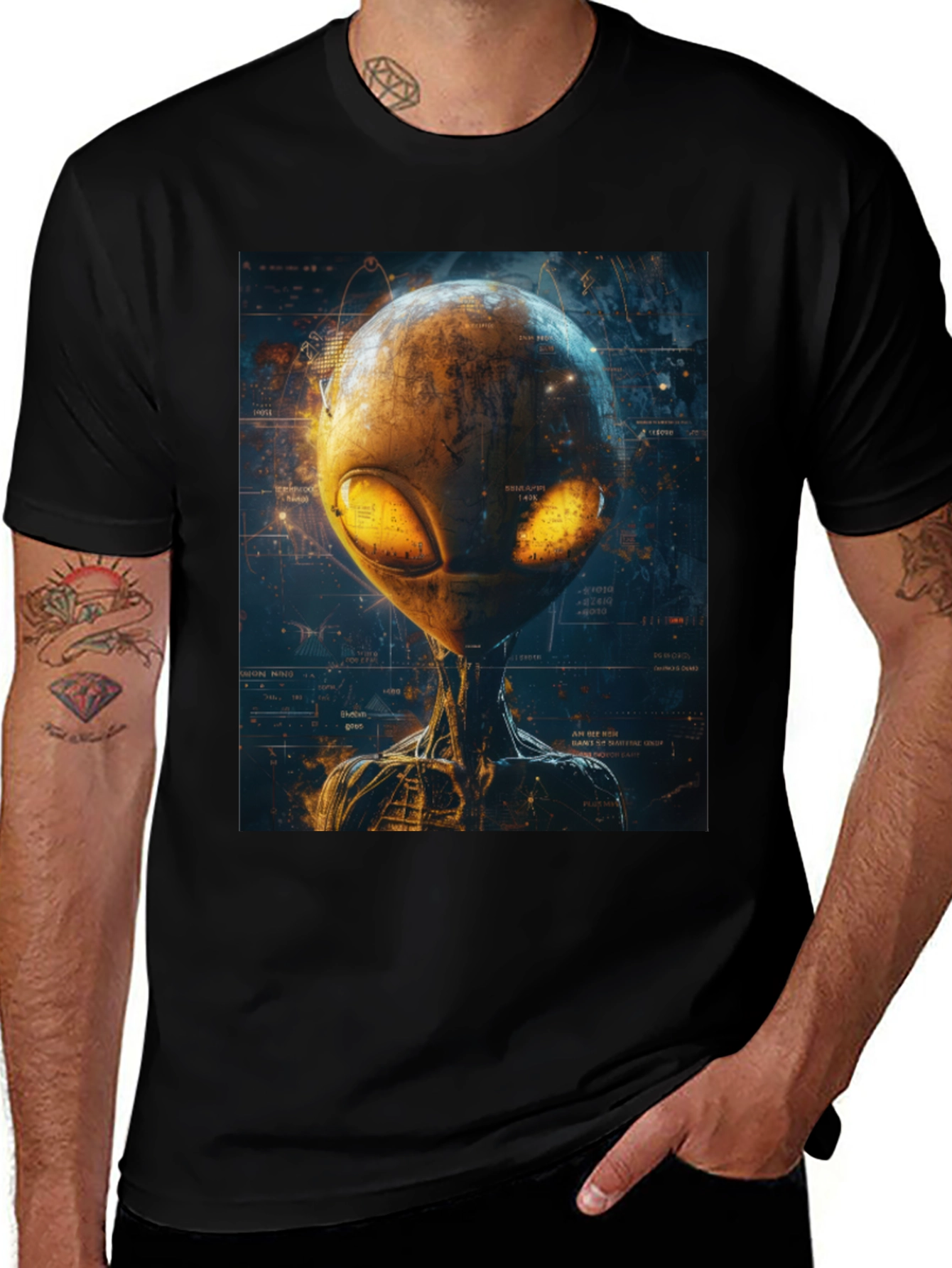 Variant 29 of Alien Tech Graphic T-Shirt - Sci-Fi Style