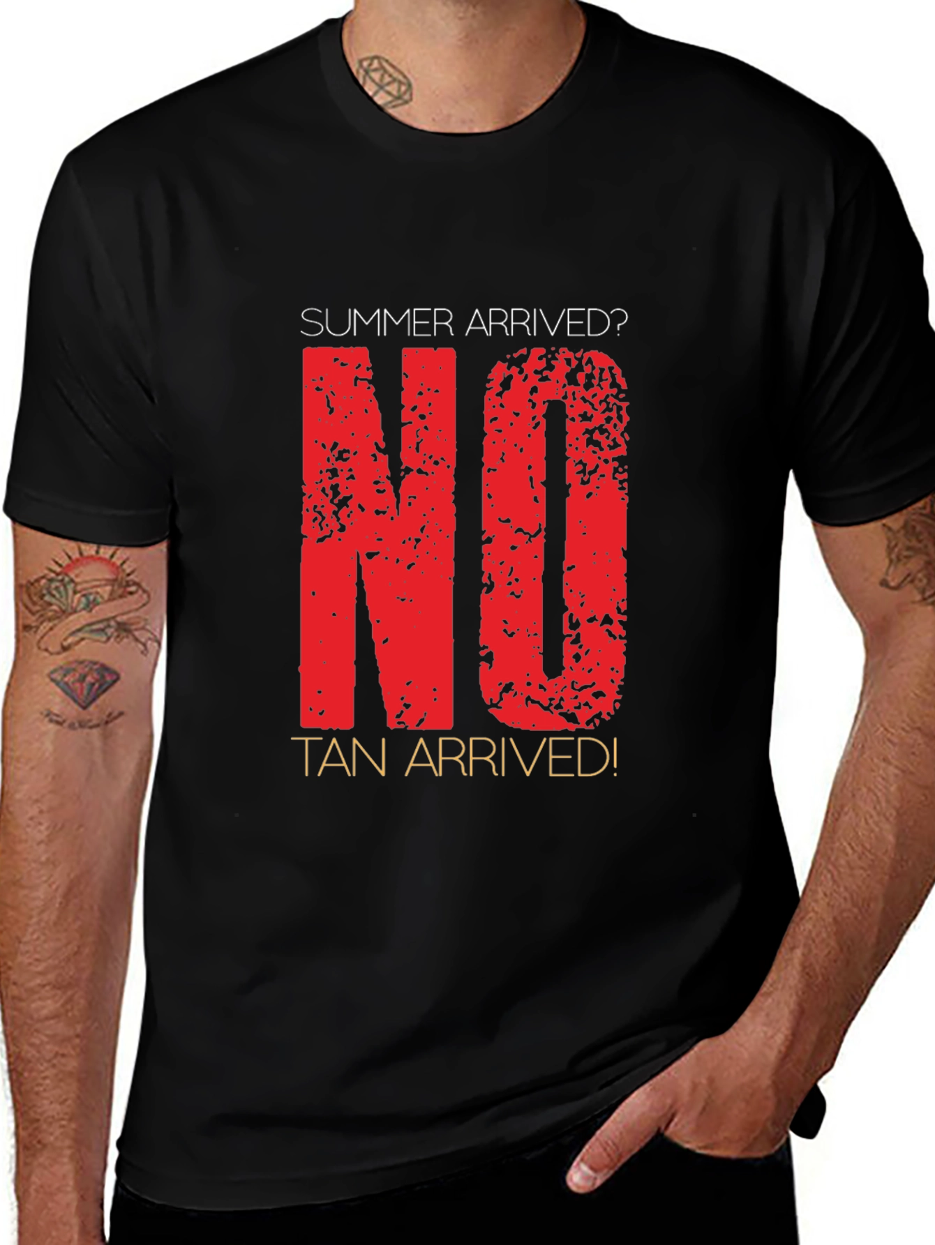 Variant 26 of Summer Arrived? No Tan Arrived! Novelty T-Shirt