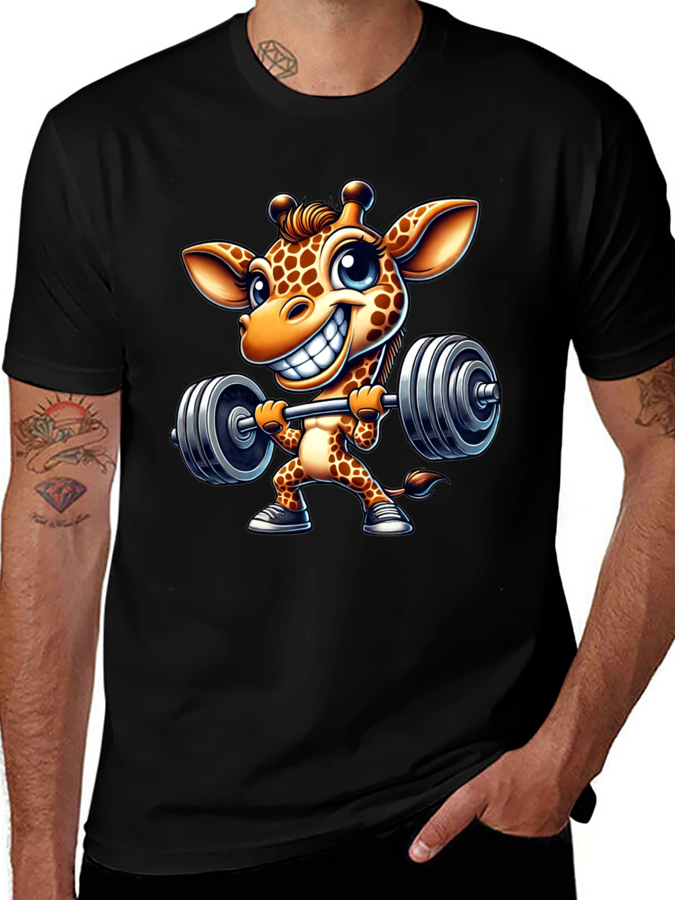 Variant 2 of Giraffe Lifting Barbell T-Shirt