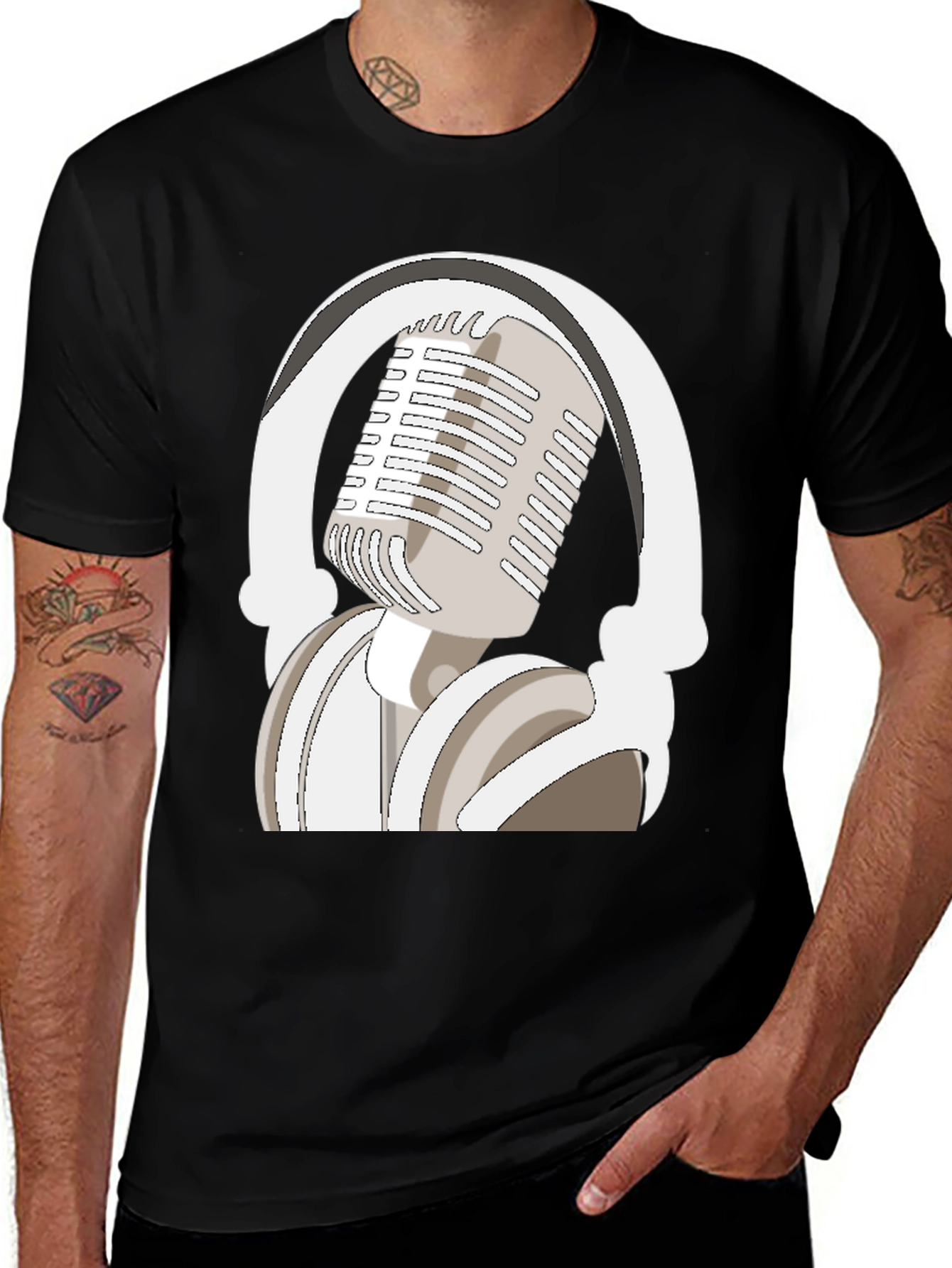 Variant 23 of Microphone and Headphones Graphic Tee
