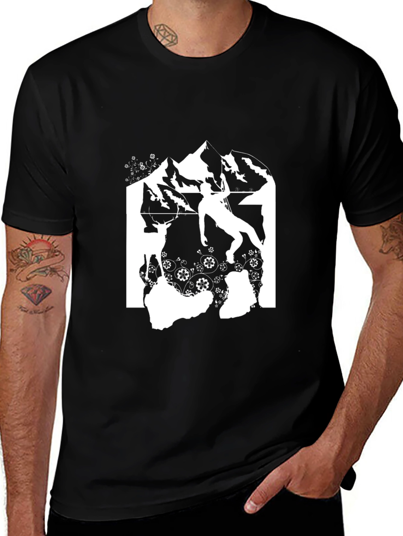 Variant 6 of Mountain Climber Graphic Tee - Black Cotton T-Shirt