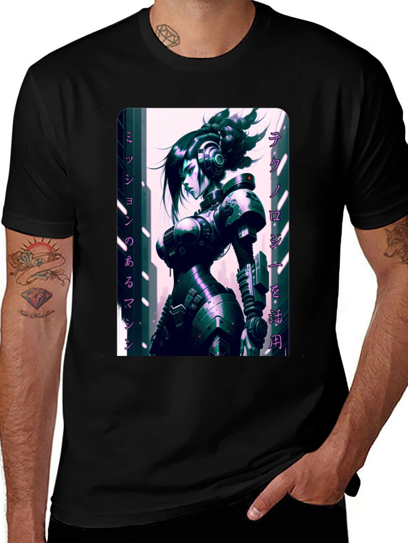 Variant 8 of Cyberpunk Girl Graphic Tee