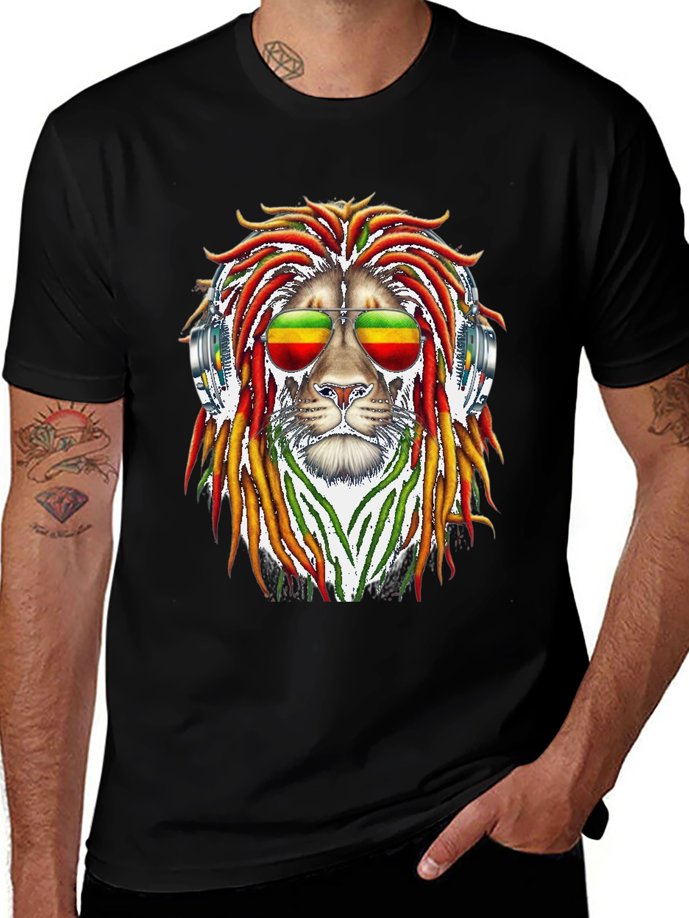 Variant 10 of Rasta Lion Graphic Tee - Reggae Style