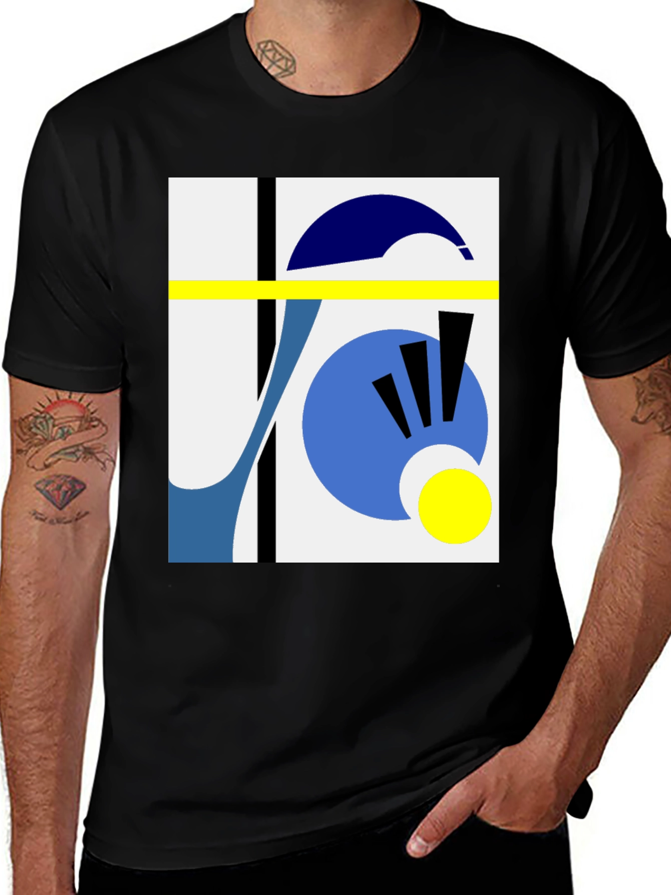 Variant 28 of Abstract Graphic Print Black T-Shirt