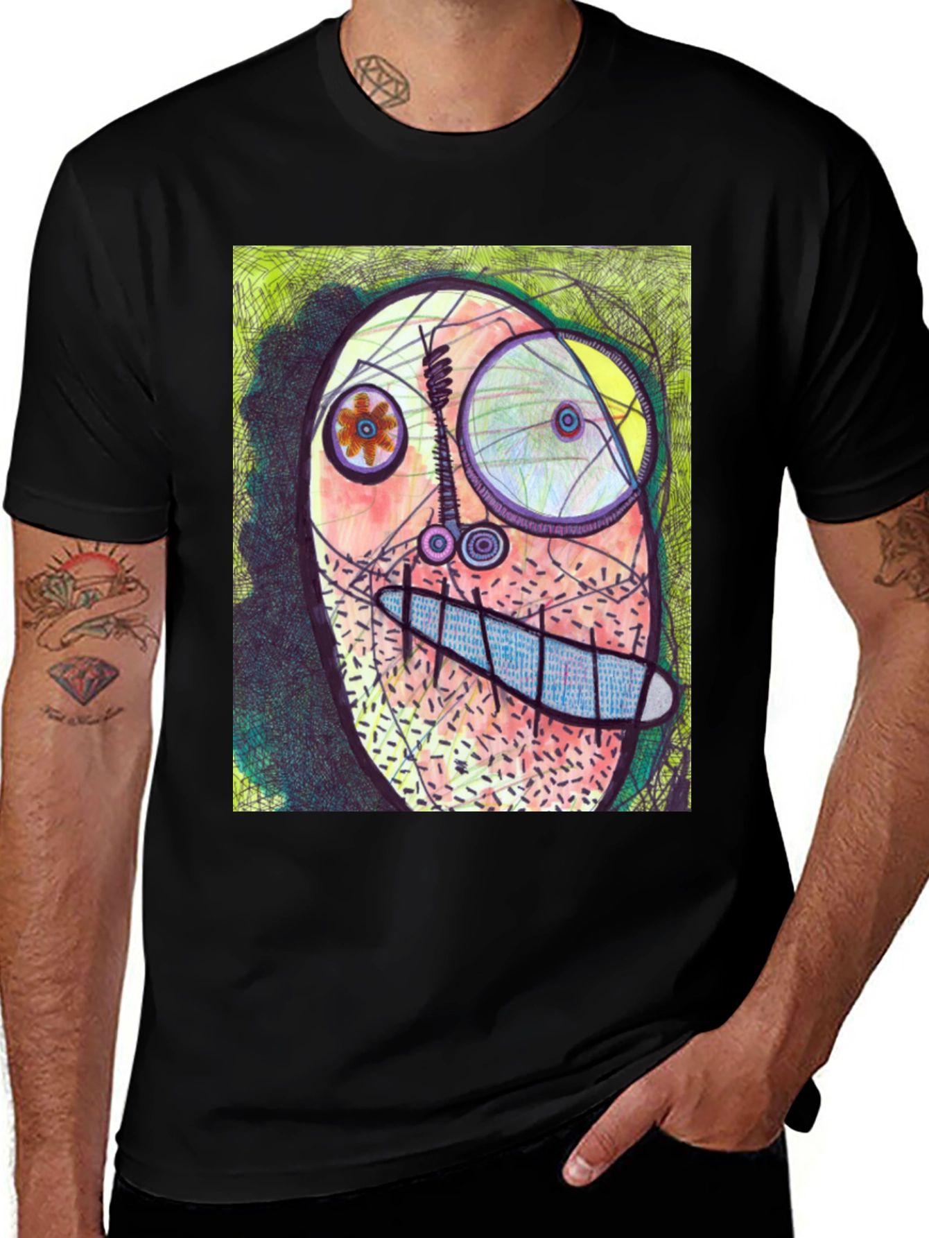 Variant 25 of Abstract Face Graphic Tee - Unique Art T-Shirt