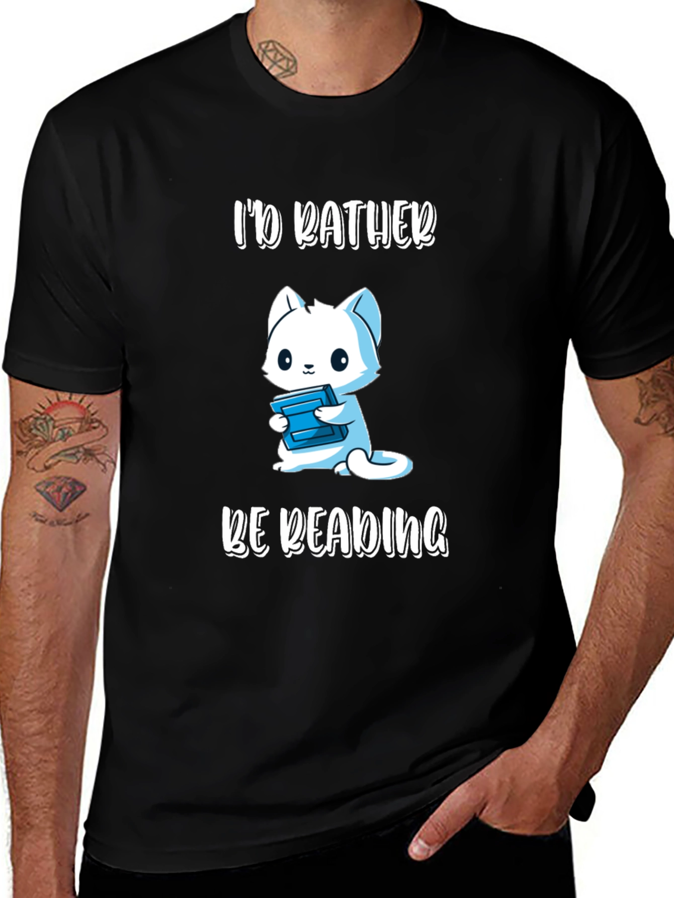 Variant 3 of I'd Rather Be Reading - Cat T-Shirt