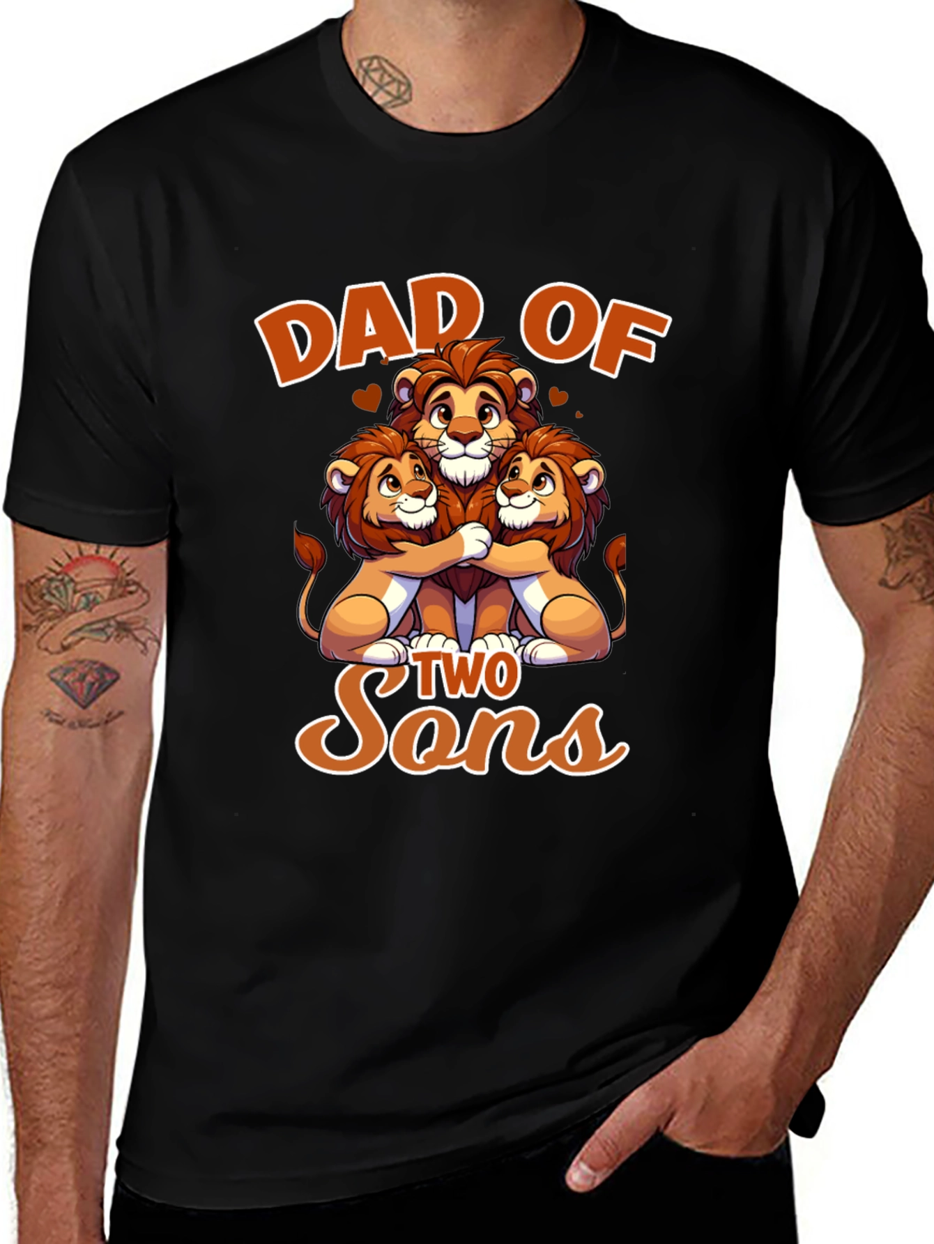 Dad of Two Sons Lion T-Shirt