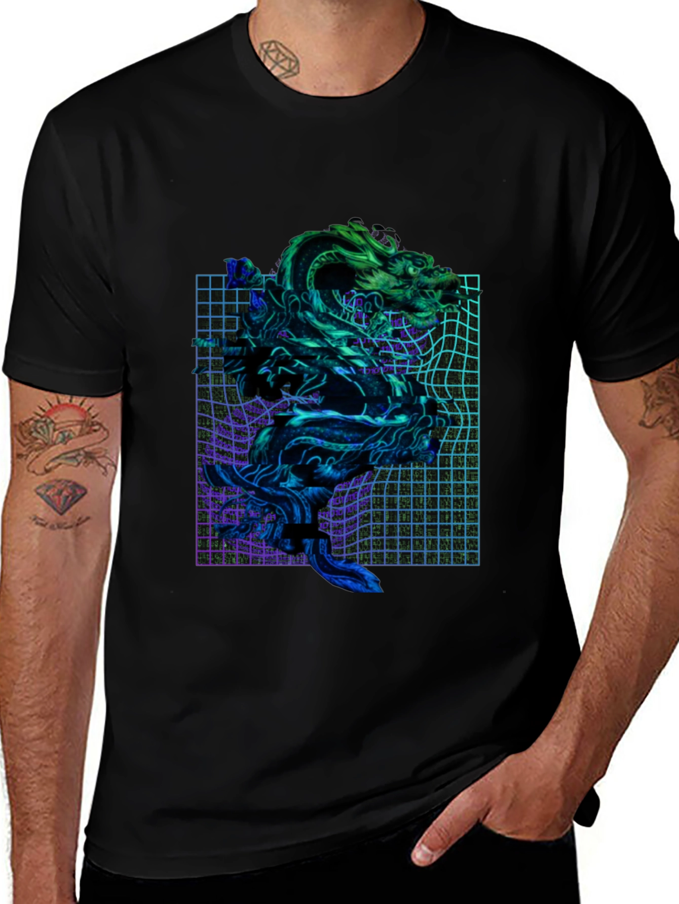 Variant 7 of Neon Dragon Graphic Tee - Urban Style