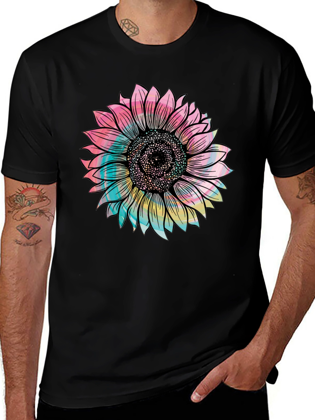 Variant 2 of Sunflower Graphic Tee - Stylish Black Cotton T-Shirt