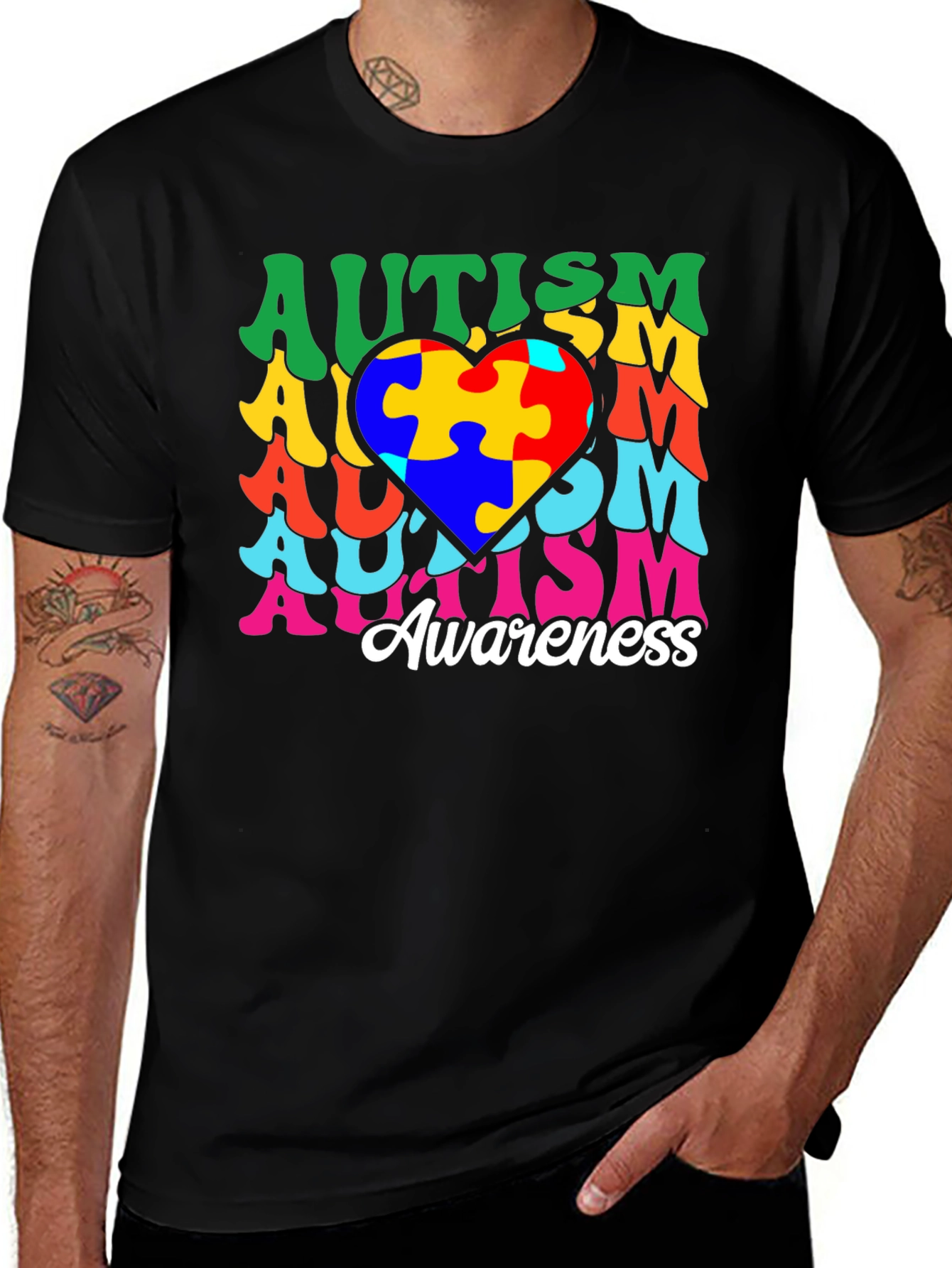 Autism Awareness Heart Puzzle T-Shirt