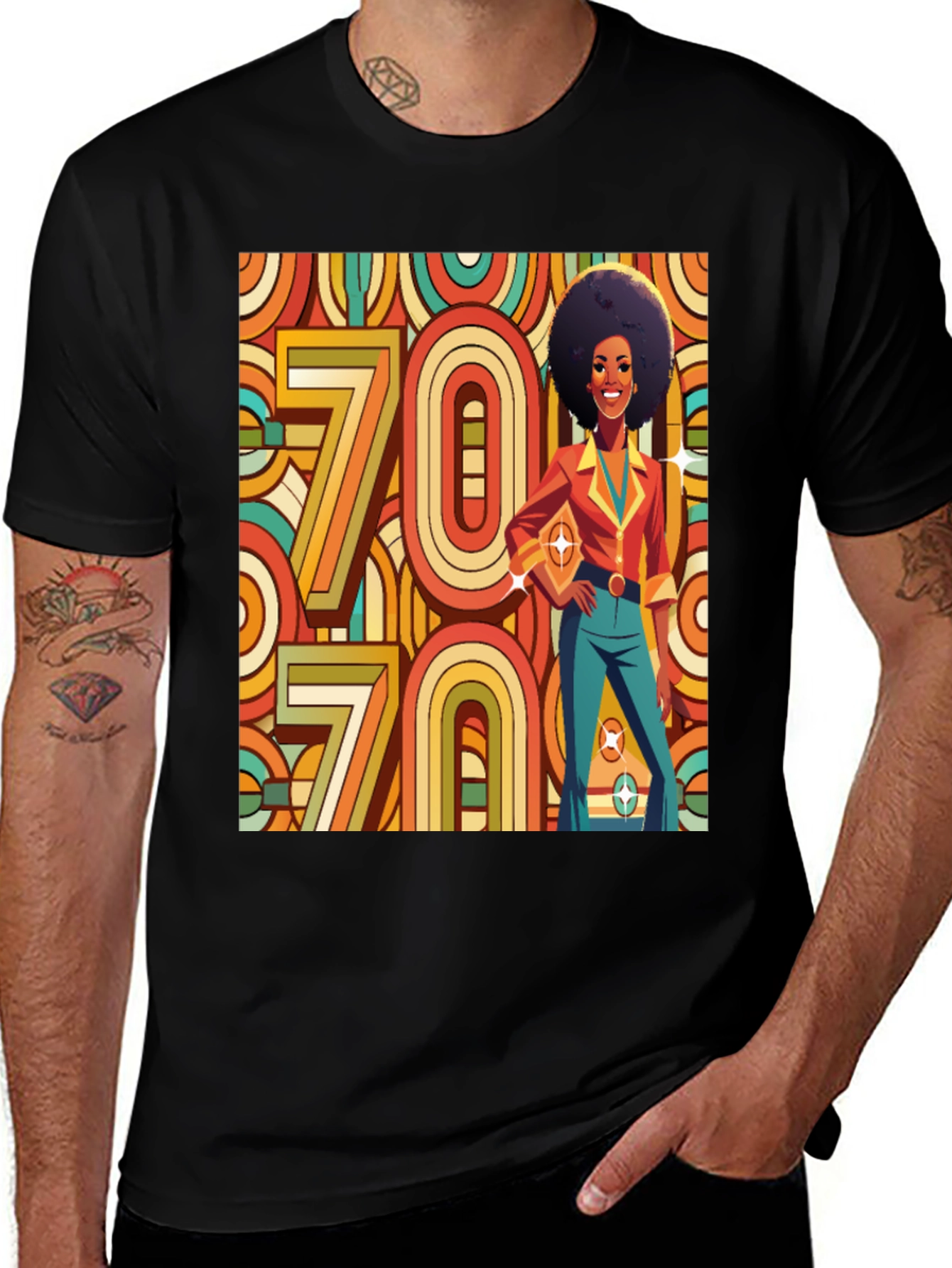 Variant 2 of Retro 70s Style Graphic T-Shirt