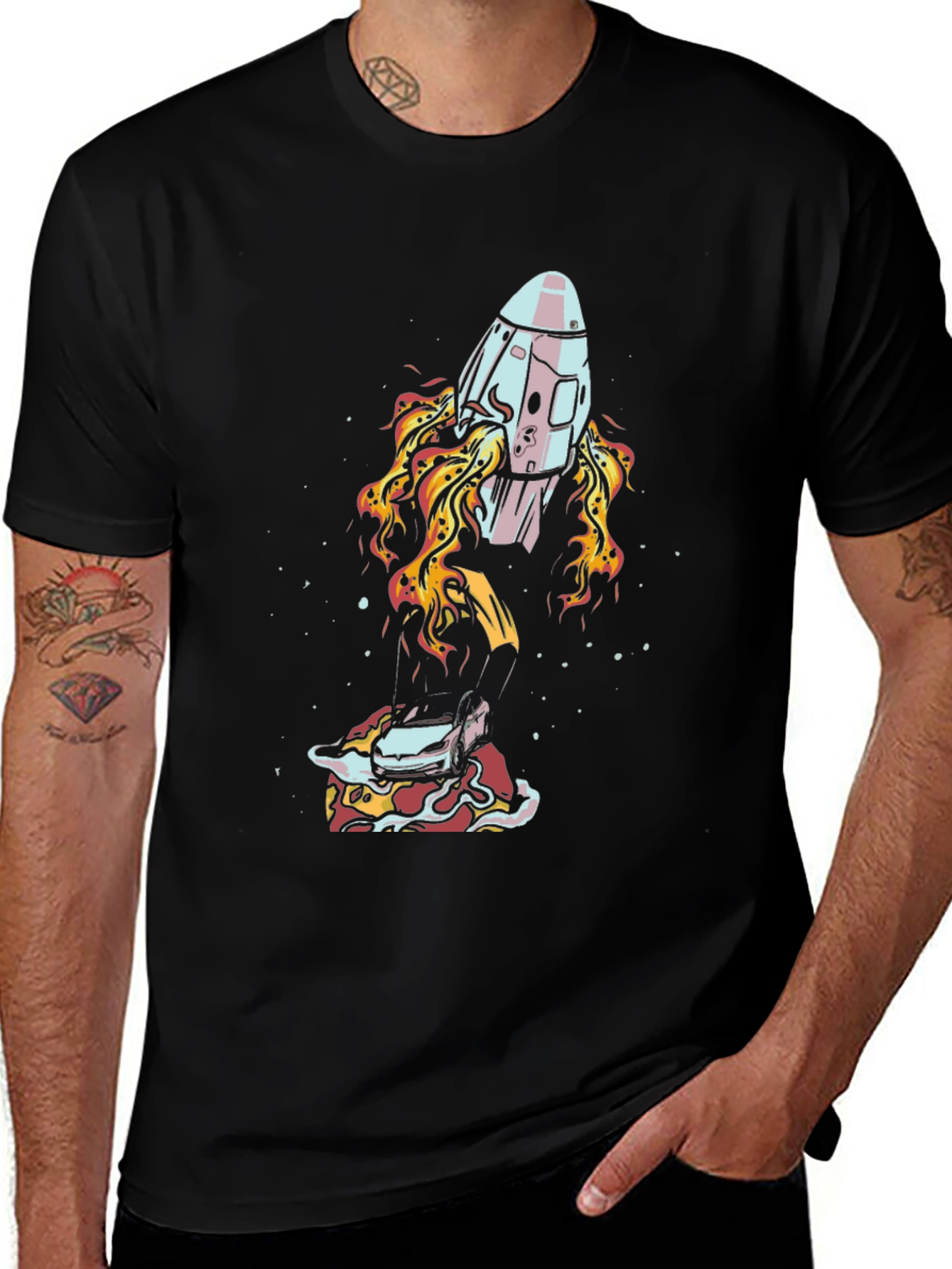 Variant 8 of Rocket Launching From Pizza Men's Tee