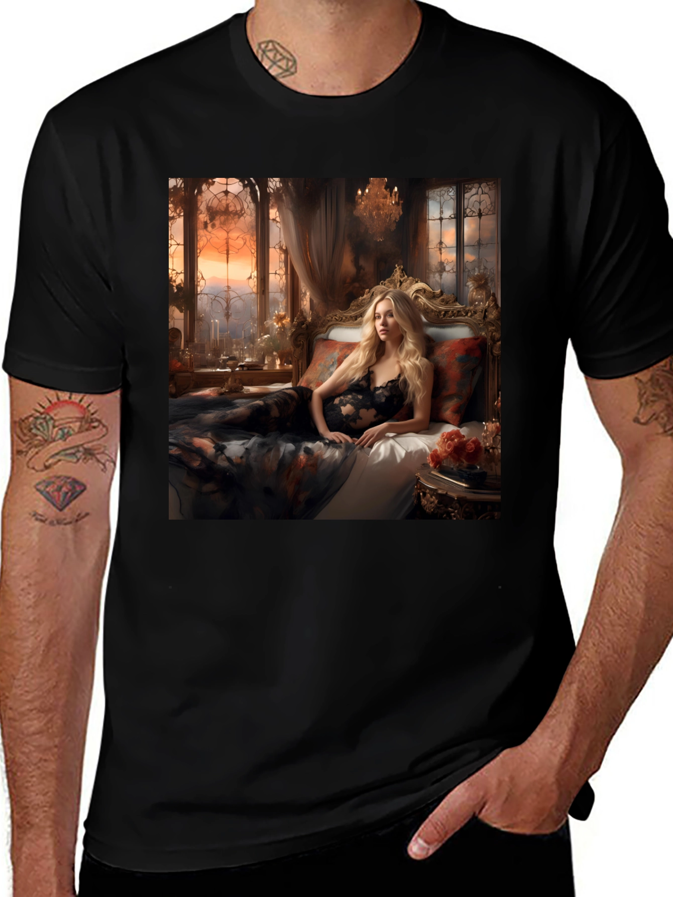 Variant 22 of Romantic Woman in Lingerie Graphic Tee