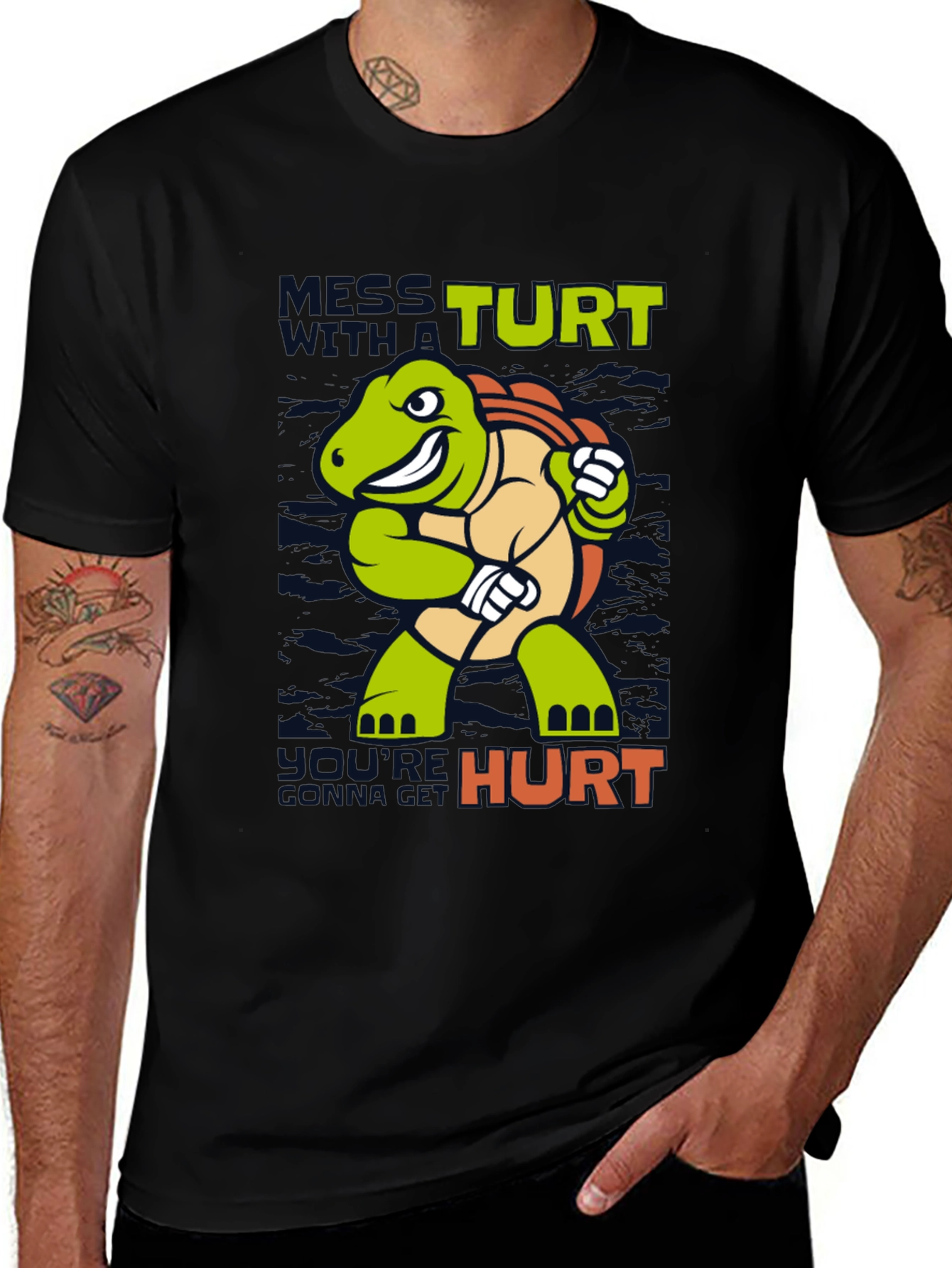 Variant 27 of Mess With a Turtle T-Shirt Funny Cartoon Graphic Tee