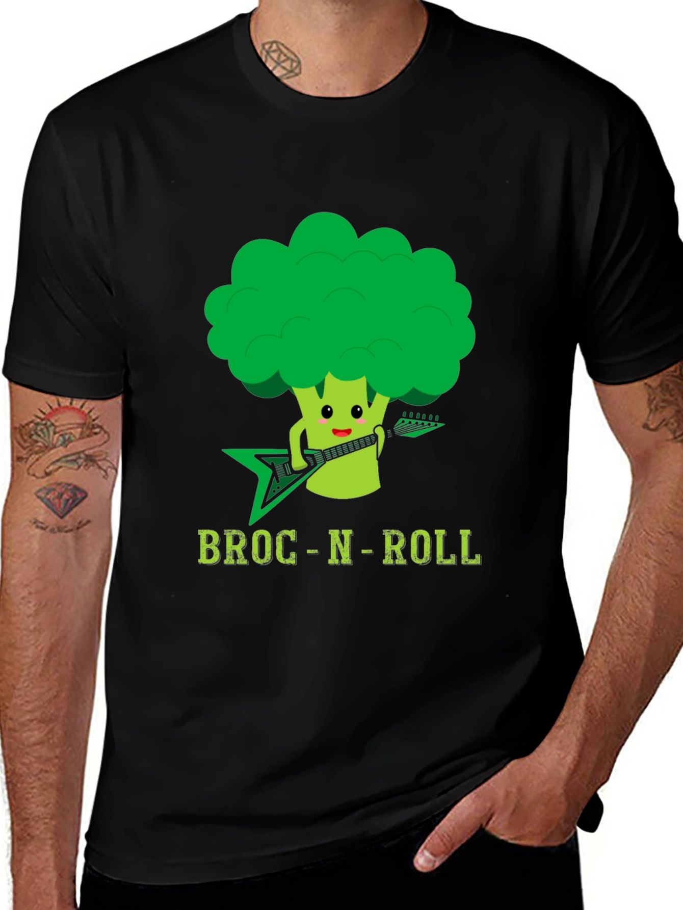 Variant 8 of Broccoli Rocker T-Shirt - Broc N Roll Tee