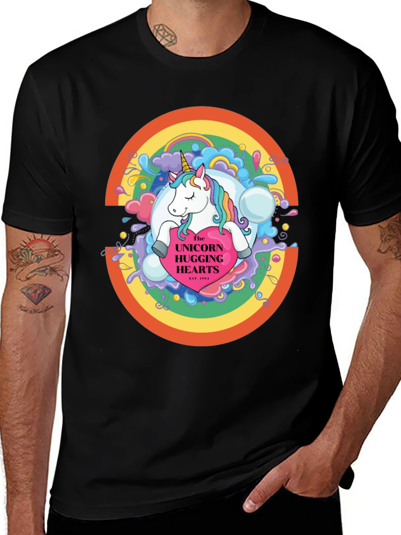 Variant 9 of Unicorn Hugging Hearts T-Shirt