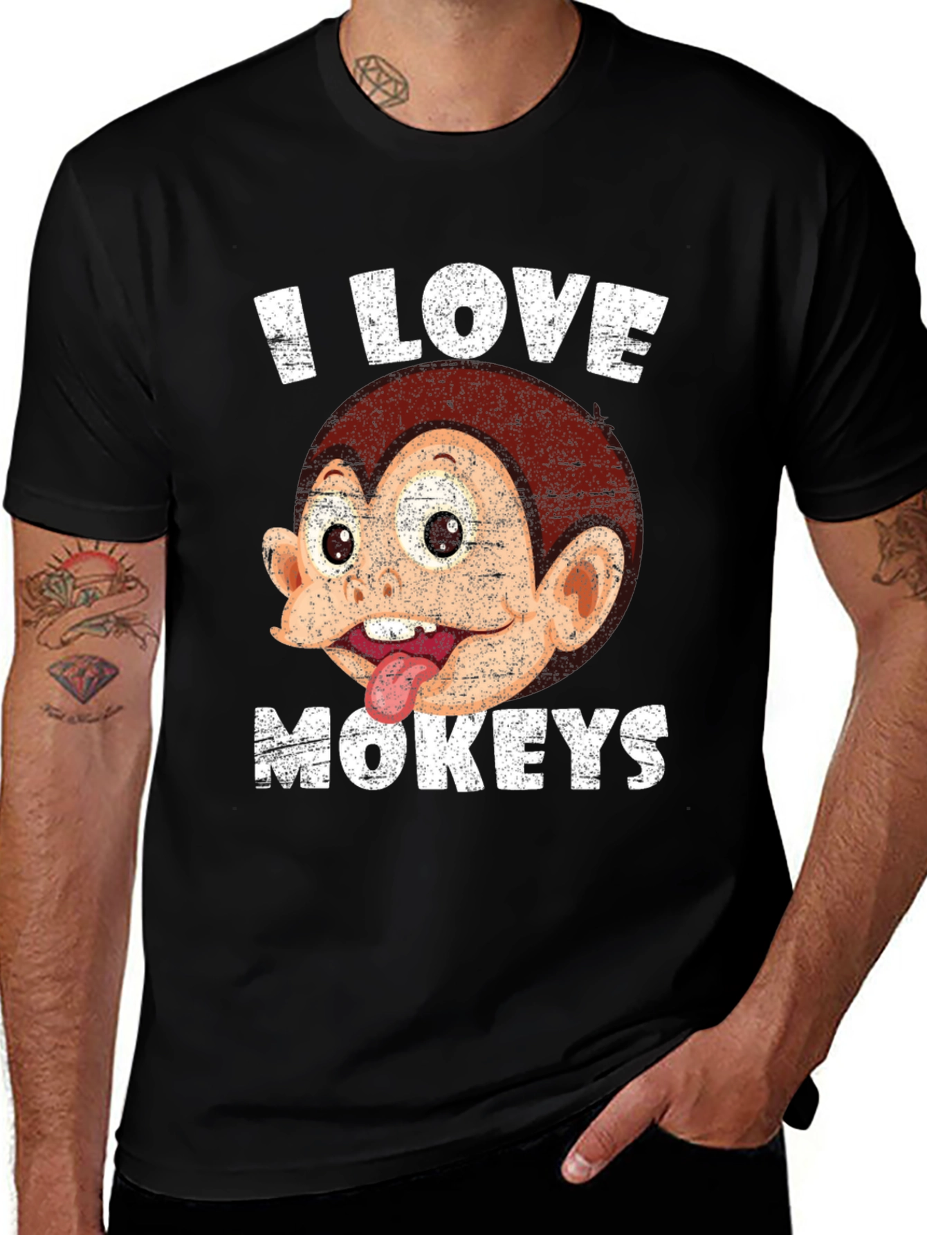 Variant 29 of I Love Monkeys Funny Graphic Tee