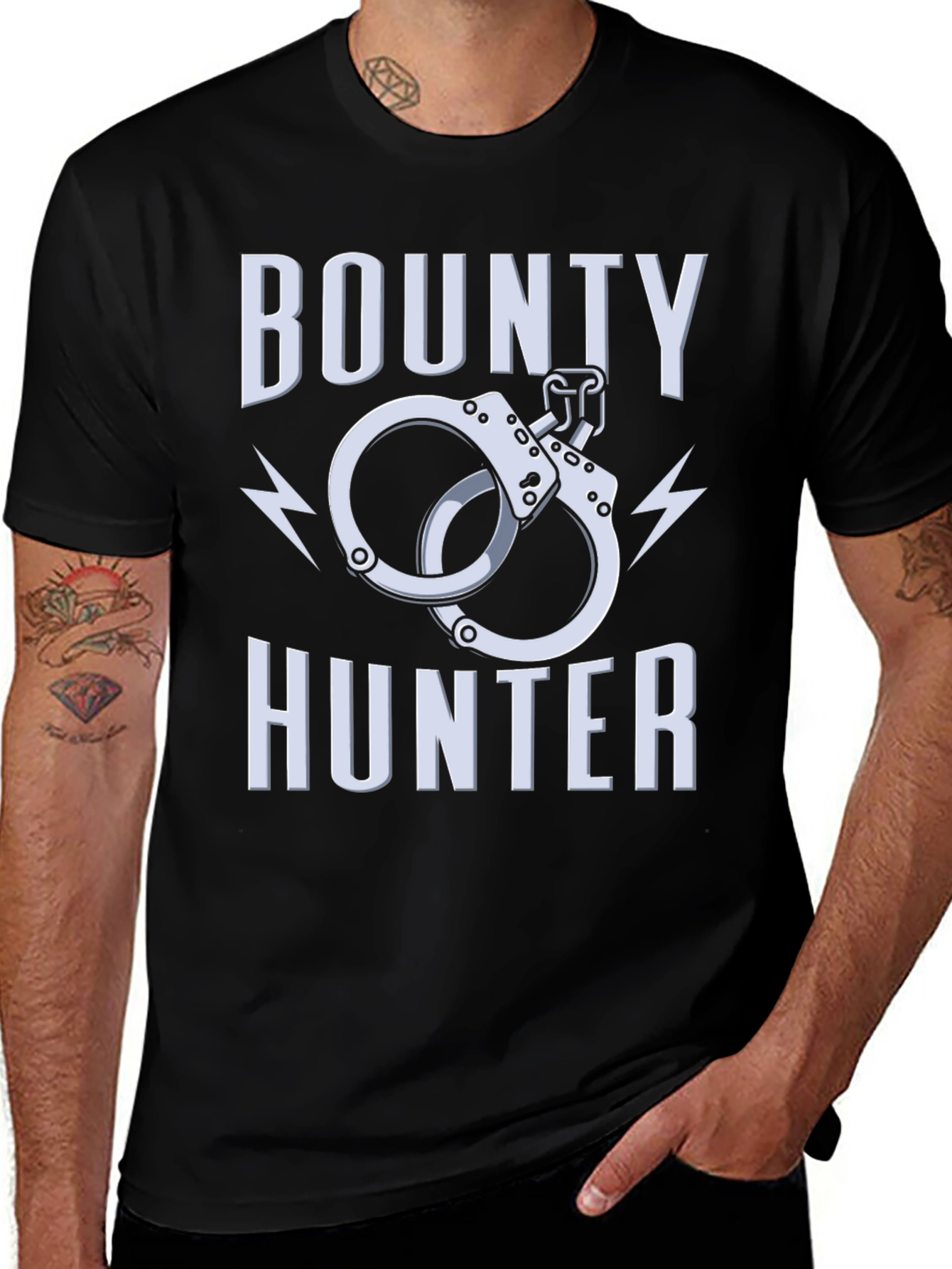 Bounty Hunter Graphic T-Shirt - Black Crew Neck