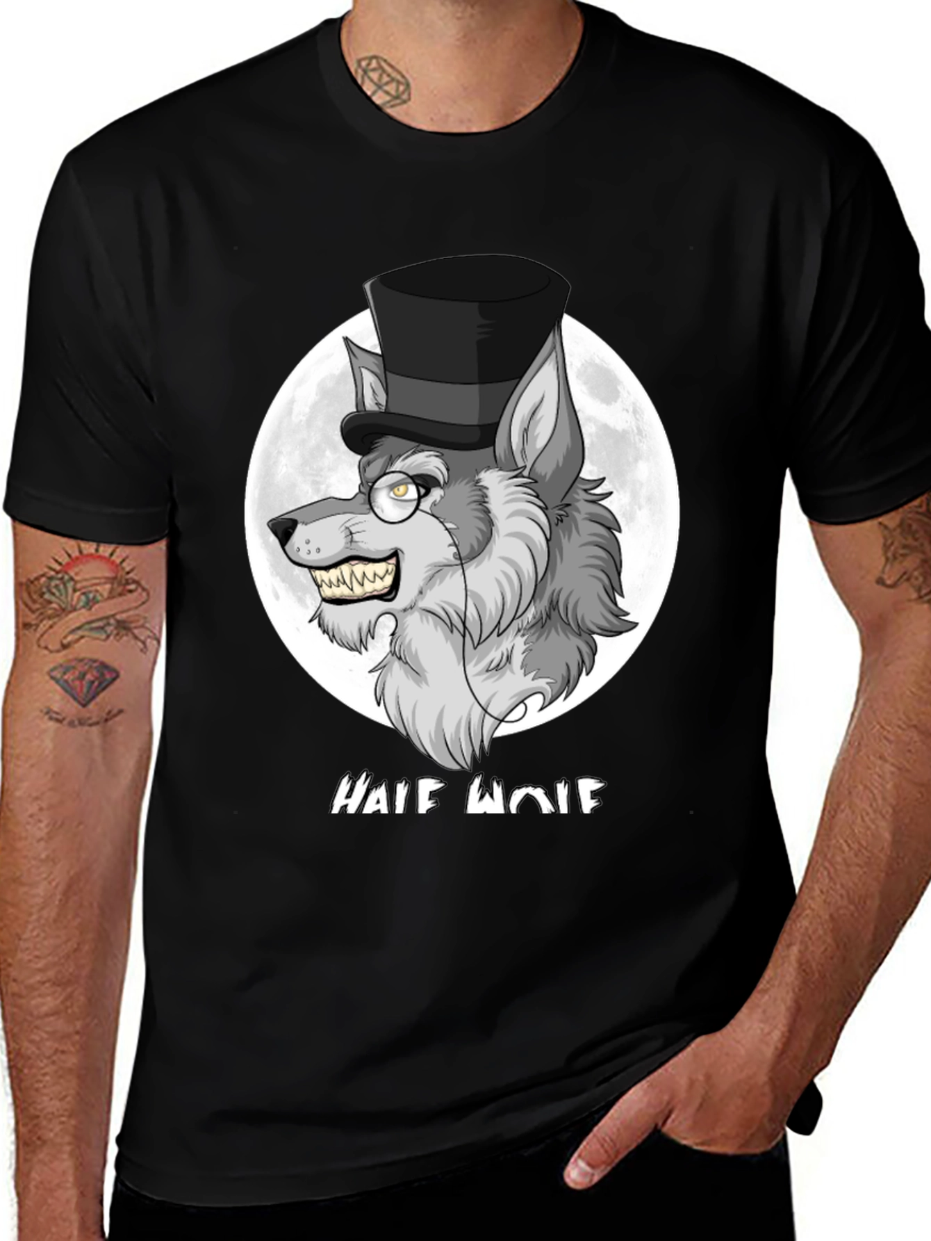 Variant 28 of Half Wolf Graphic Tee - Unique Design