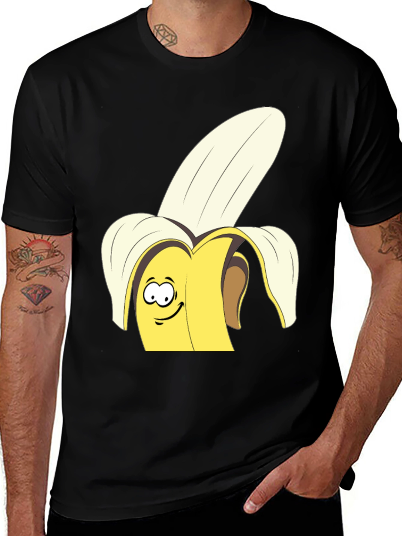 Variant 20 of Funny Banana Graphic Tee - Black Cotton T-Shirt