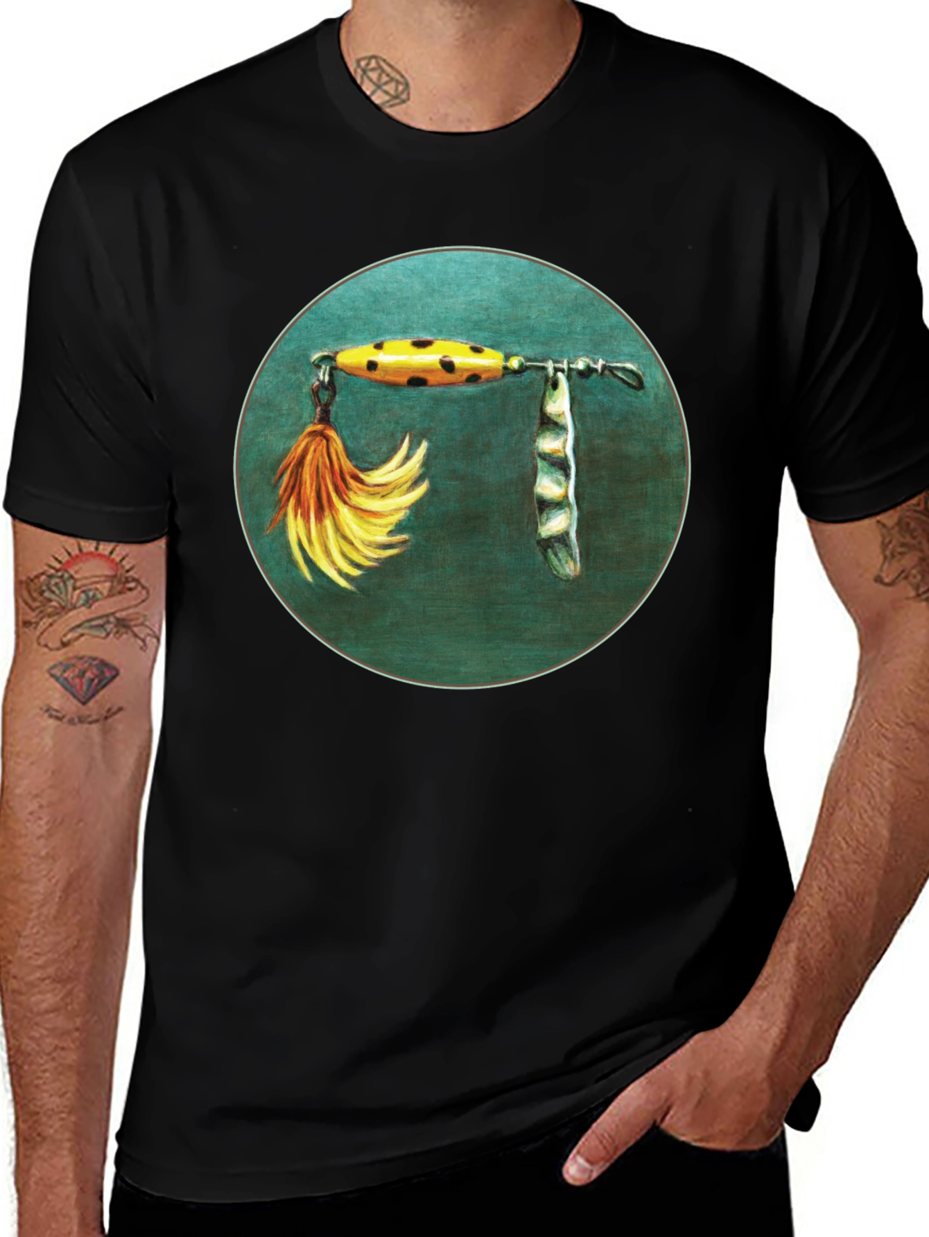 Variant 21 of Fishing Lure Graphic Tee - Black