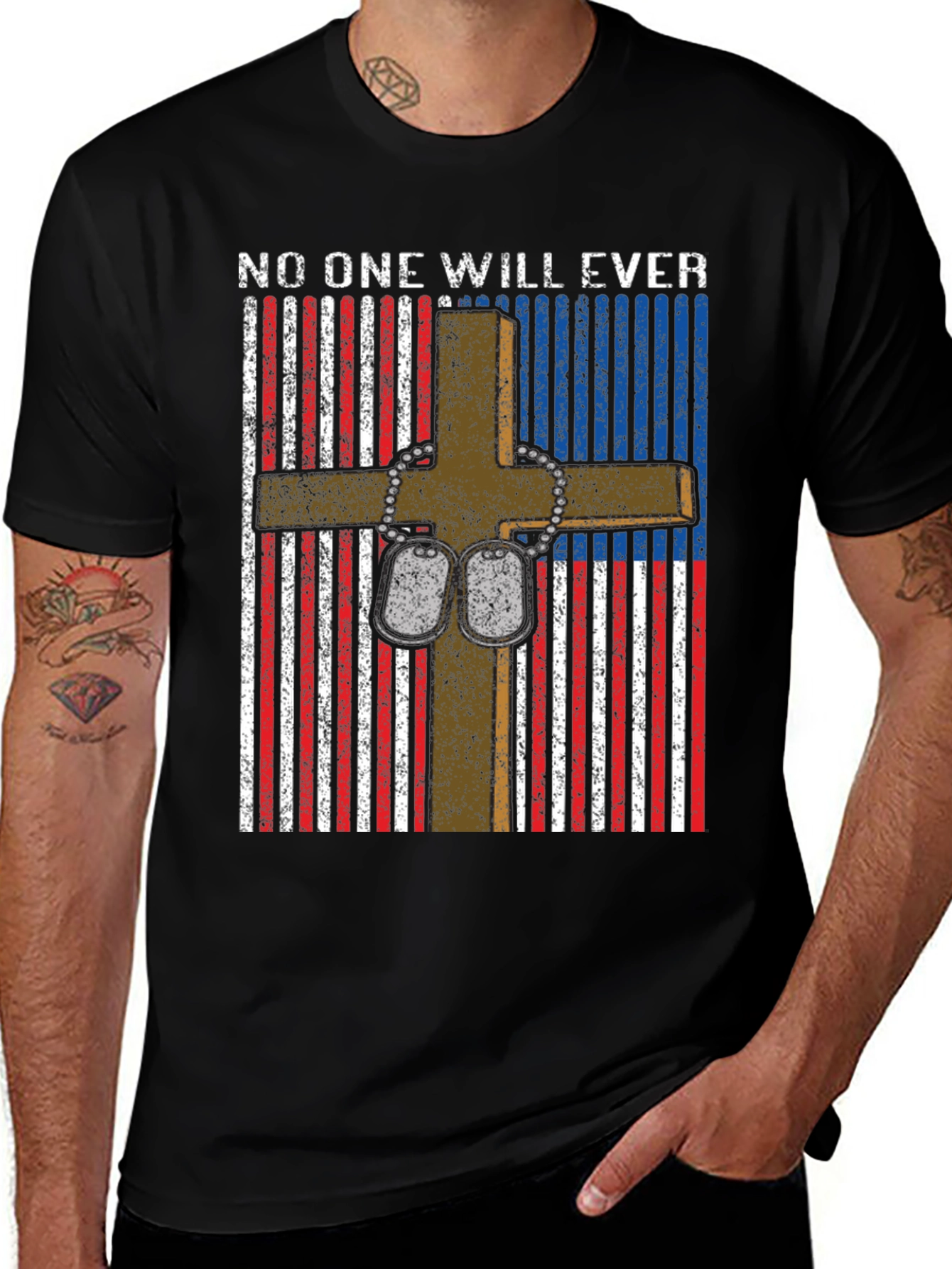 Variant 18 of Patriotic Christian Cross Dog Tag Graphic T-Shirt