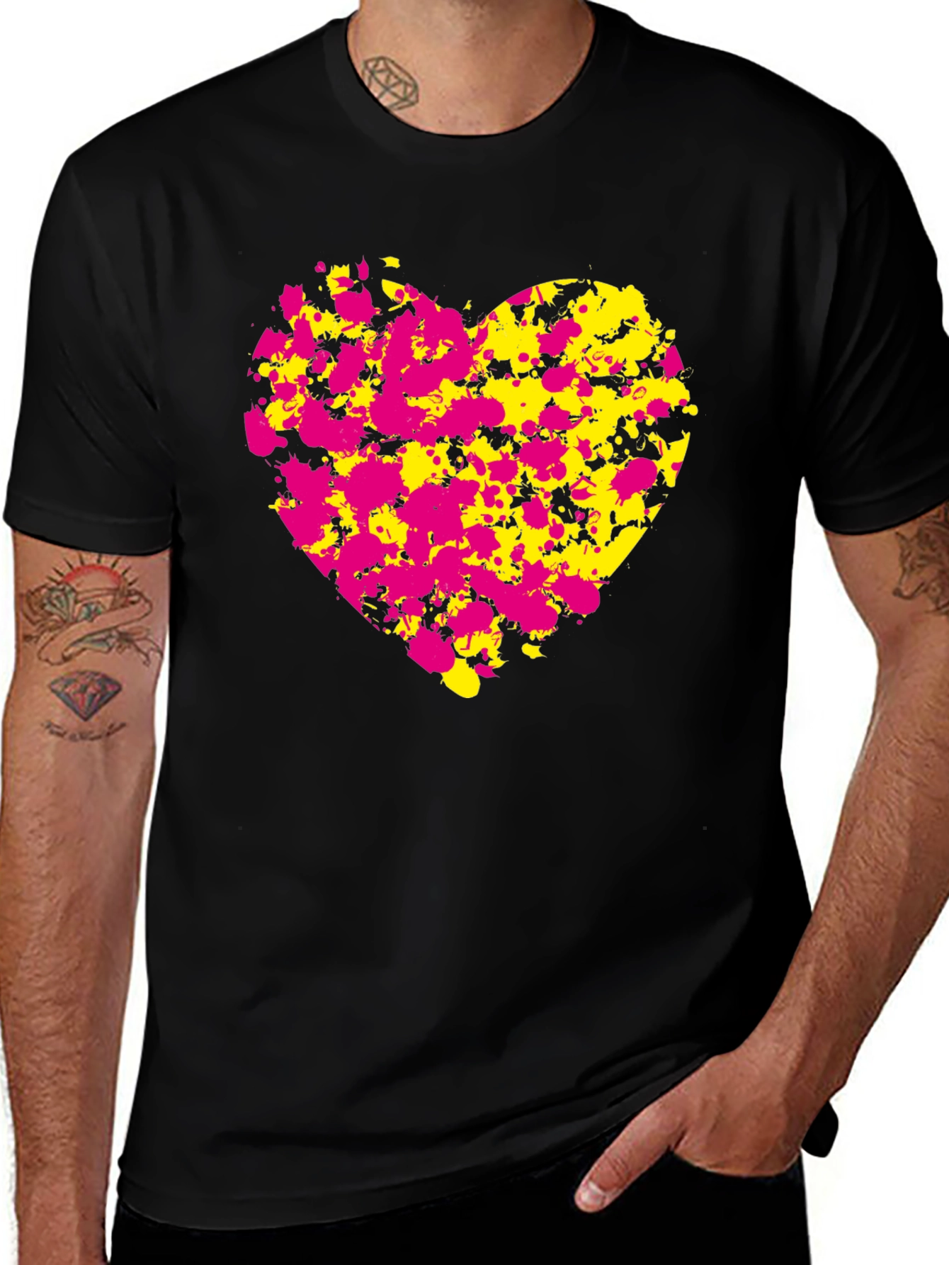 Variant 8 of Abstract Heart Splatter T-Shirt - Black