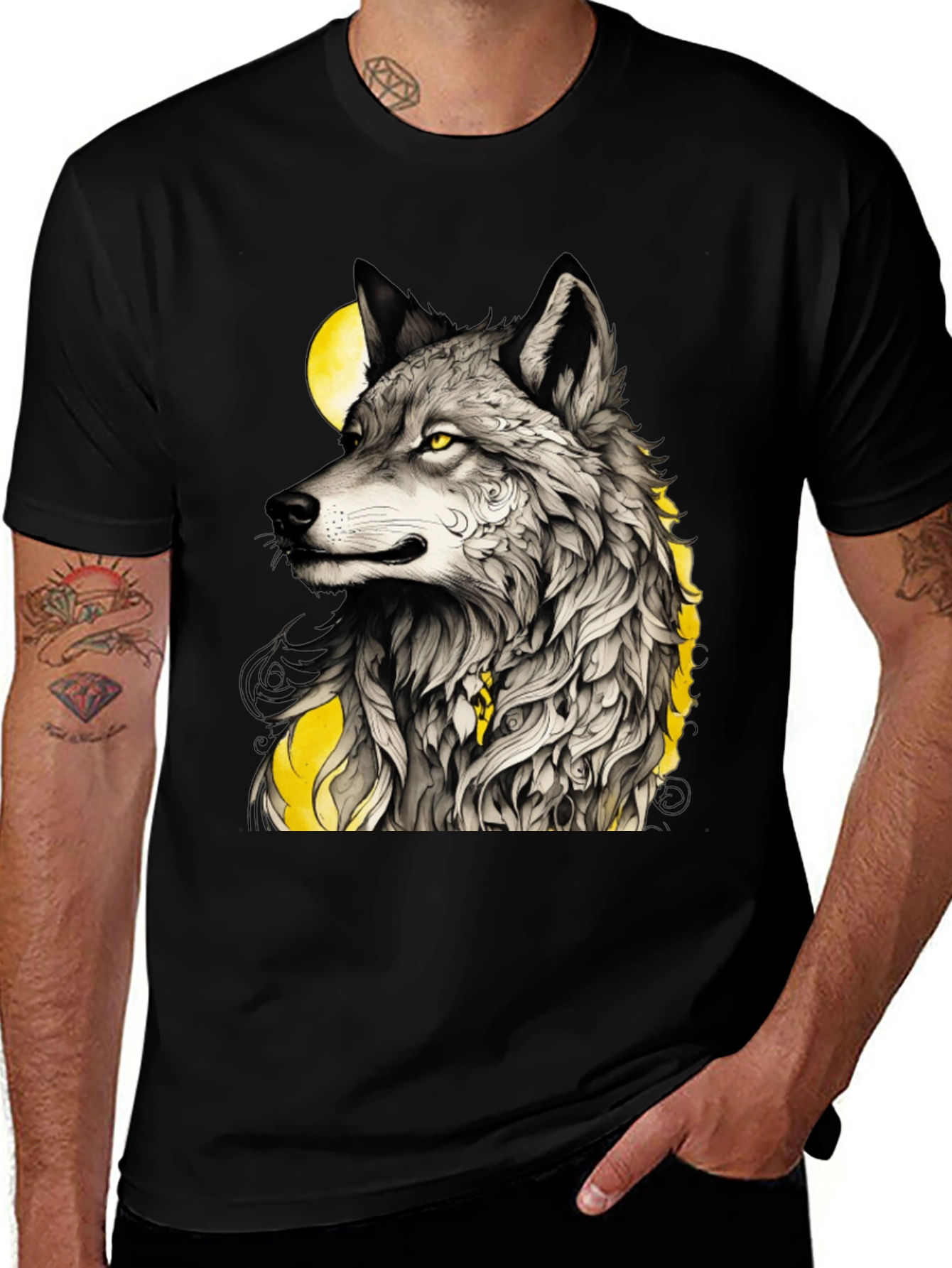 Variant 9 of Wolf Graphic Tee - Men's Black T-Shirt