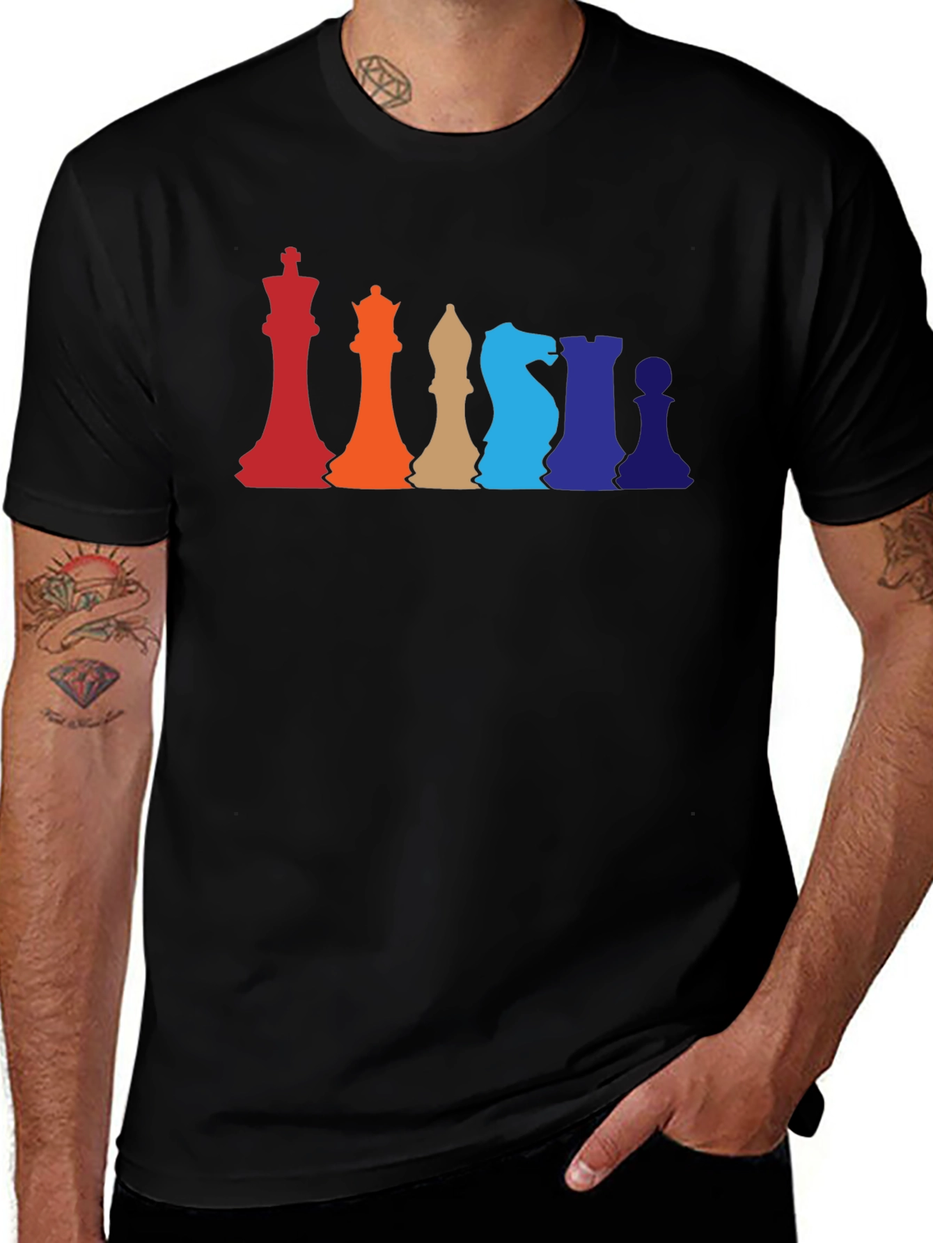 Variant 27 of Colorful Chess Piece T-Shirt