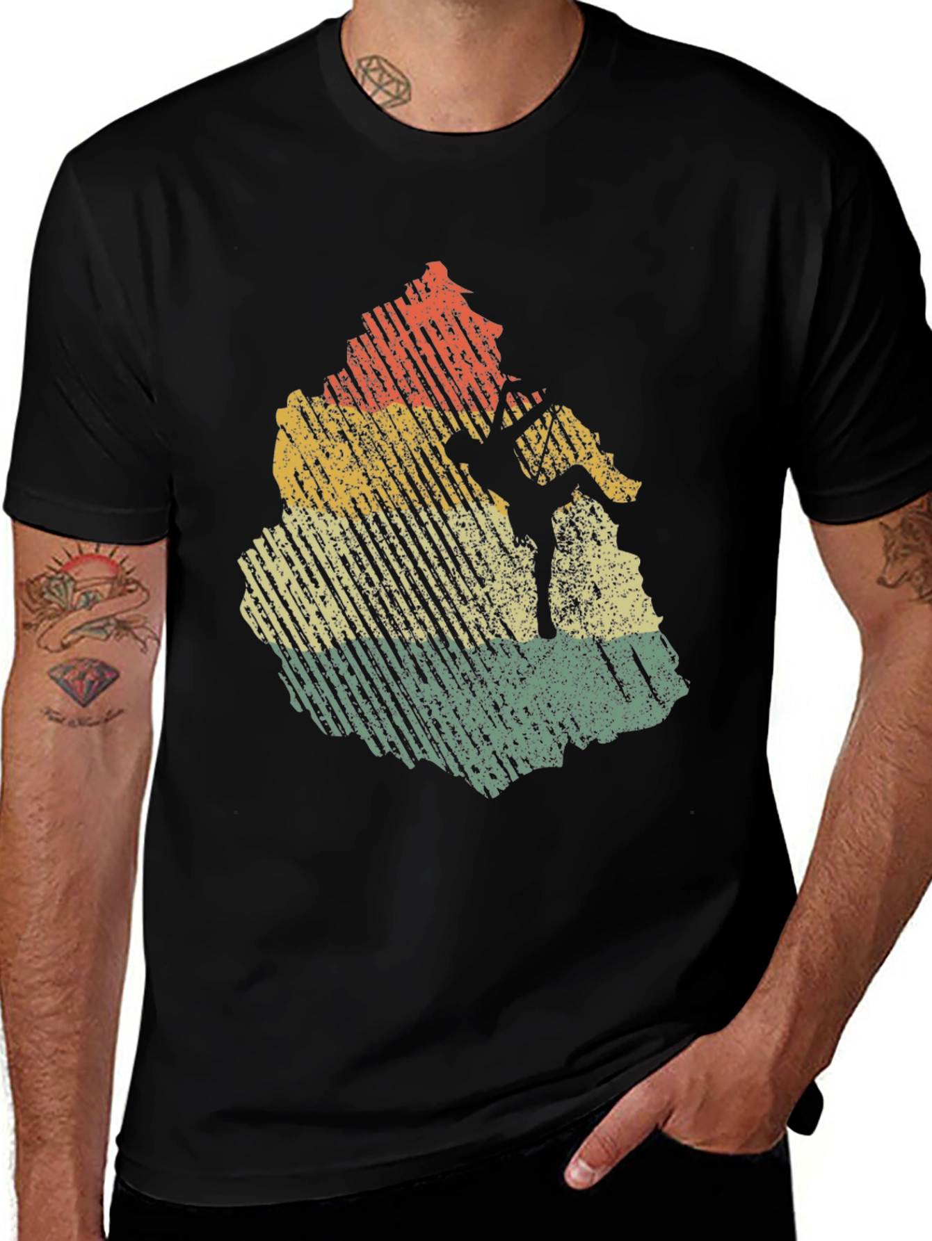 Variant 9 of Vintage Rock Climbing T-Shirt - Distressed Design