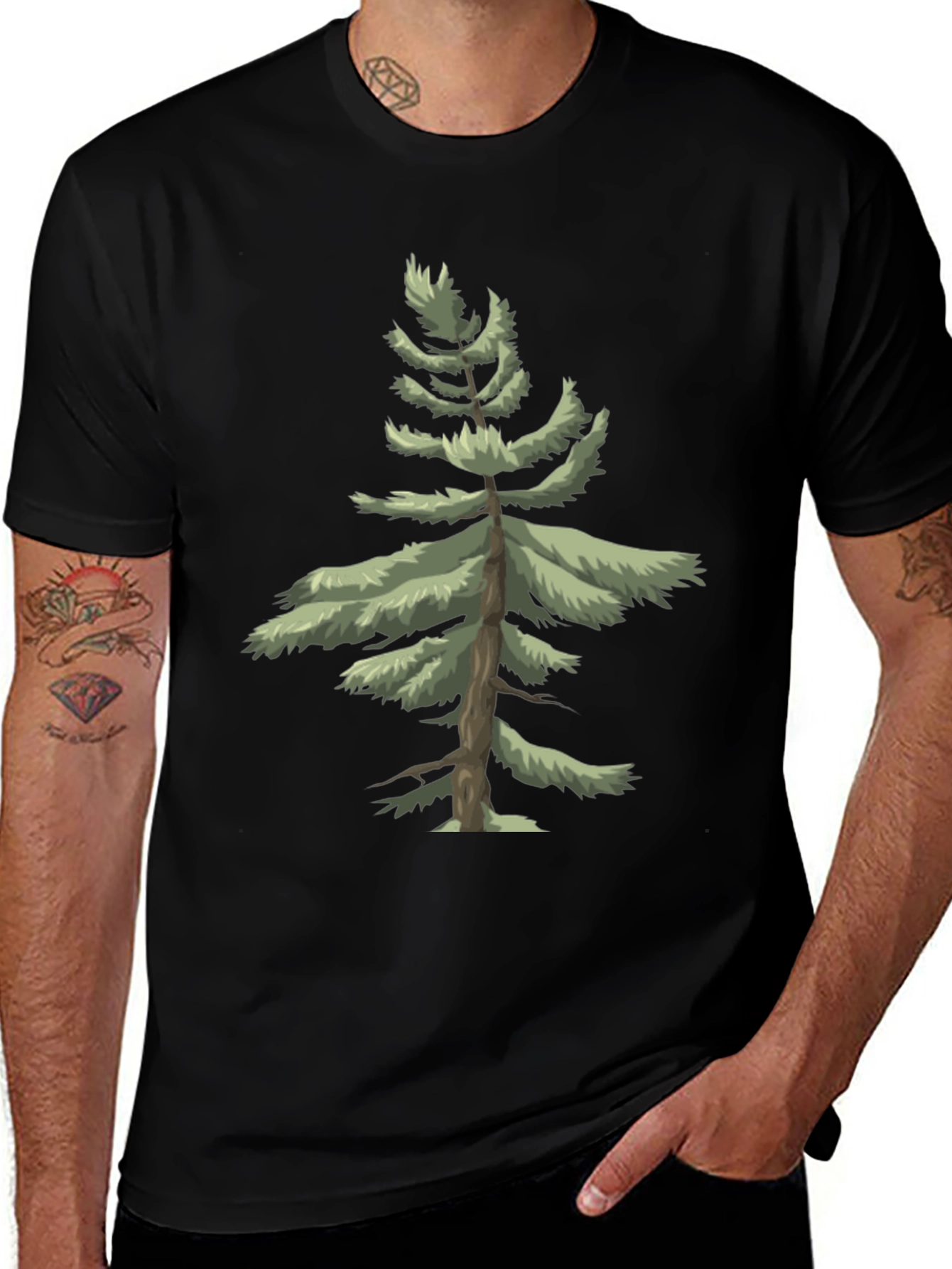 Variant 2 of Nature's Call: Tree Graphic Black T-Shirt
