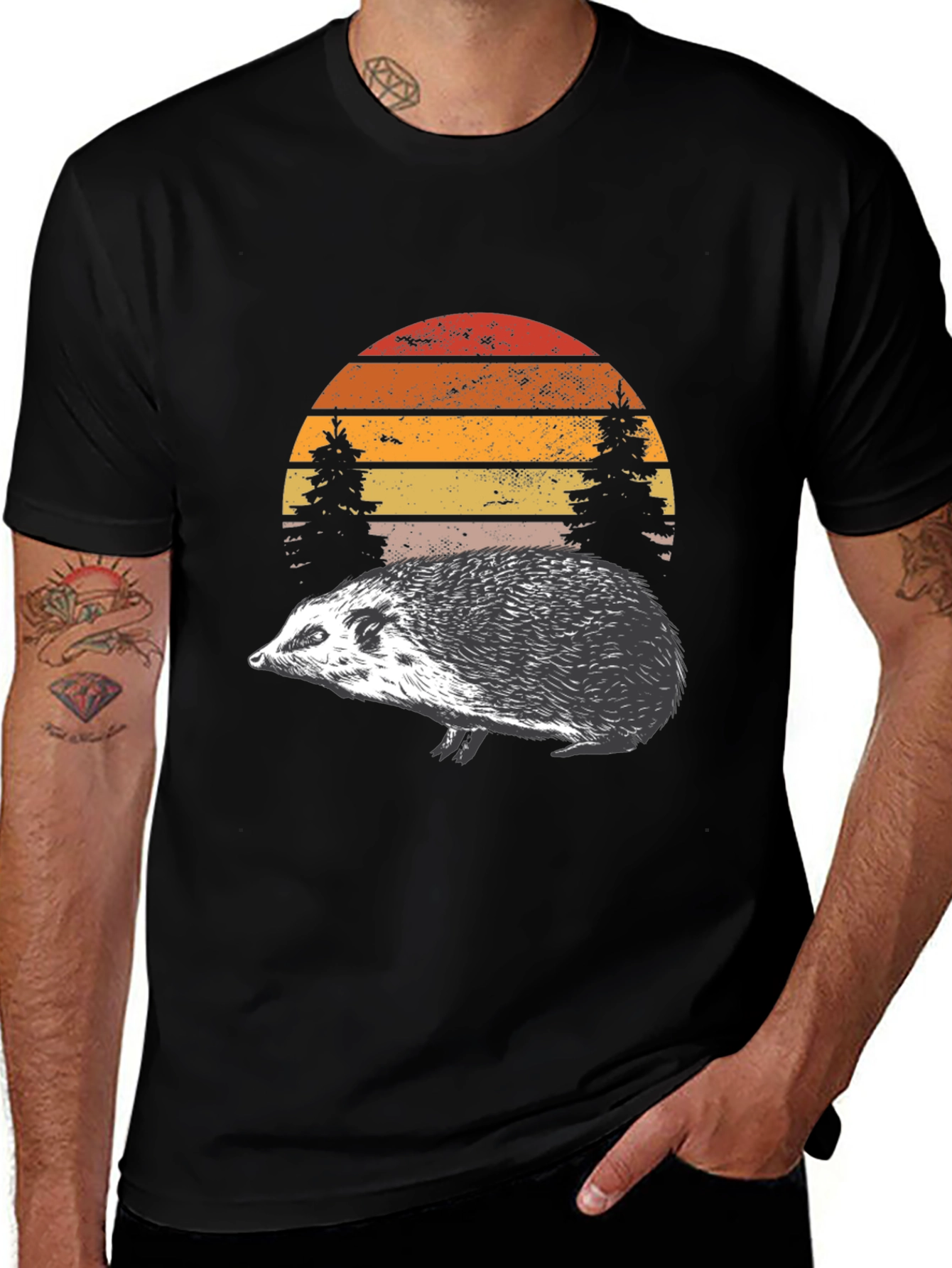 Variant 15 of Hedgehog Sunset Graphic Tee - Nature Lover Shirt