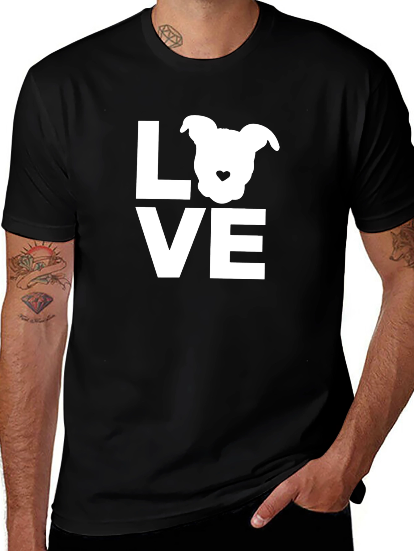 Variant 9 of Love Dog Graphic Tee - Black Crew Neck T-Shirt