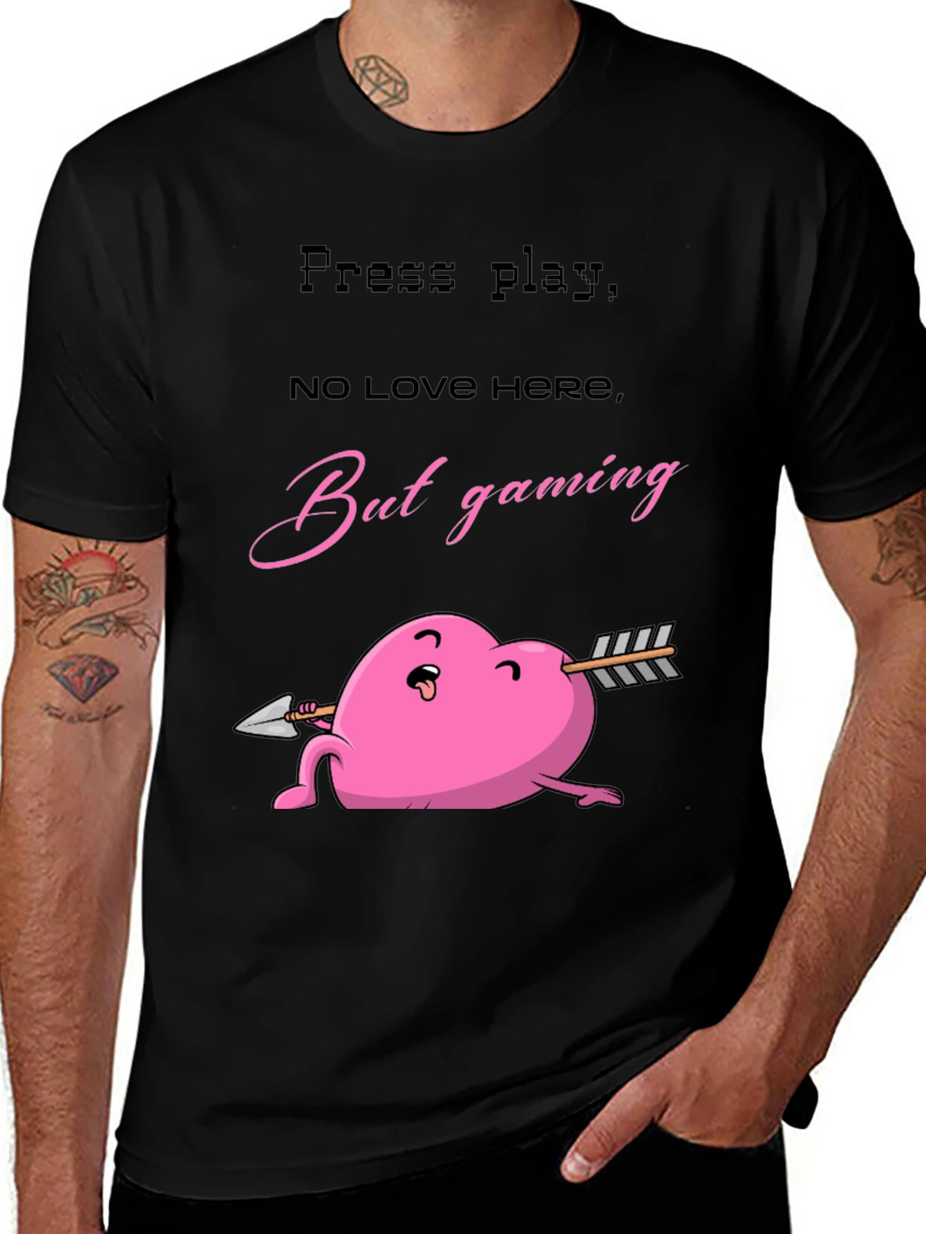 Variant 17 of Gaming Heart T-Shirt - Press Play, No Love Here