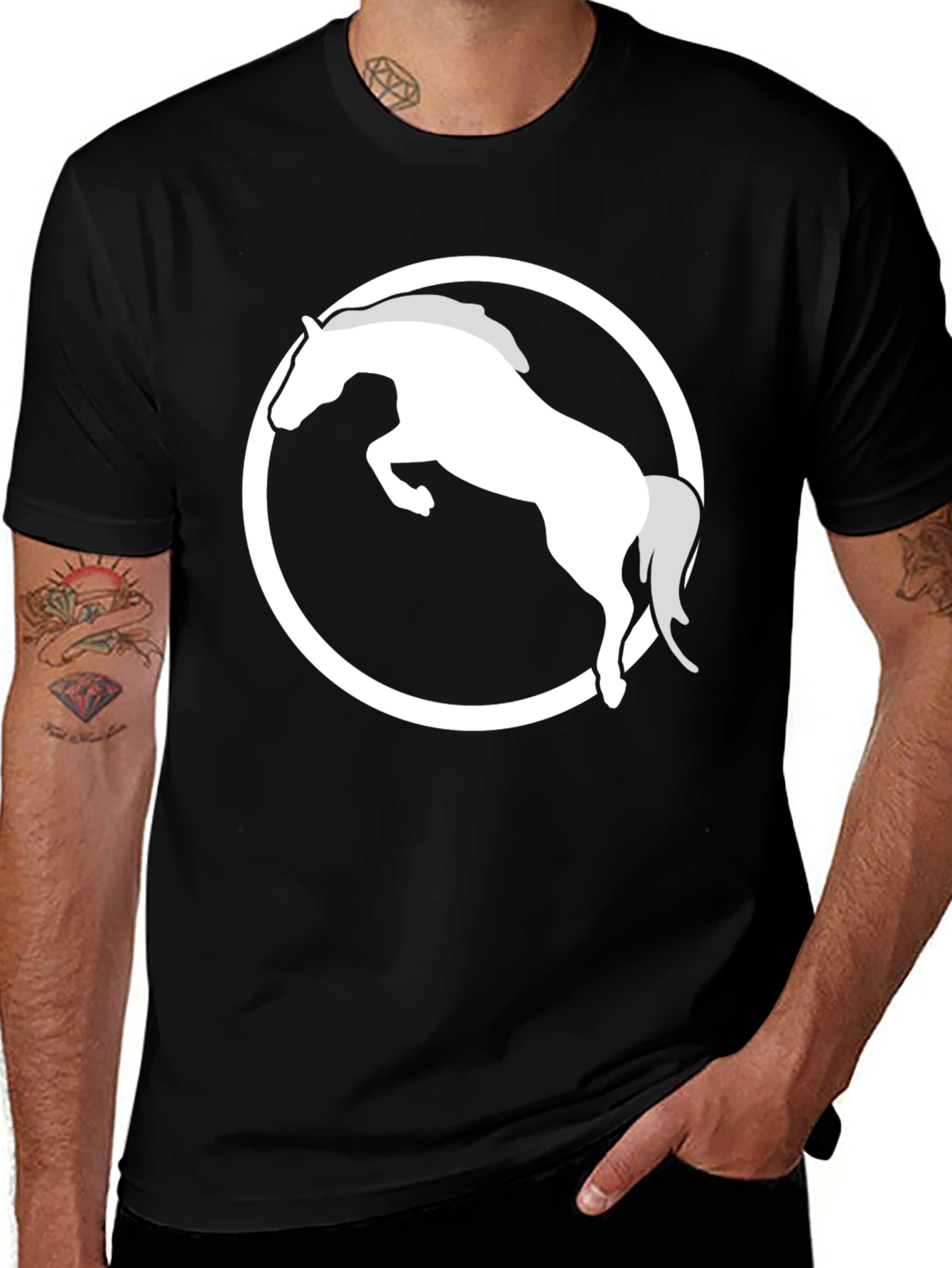 Variant 25 of Horse in Circle Graphic Tee - Black
