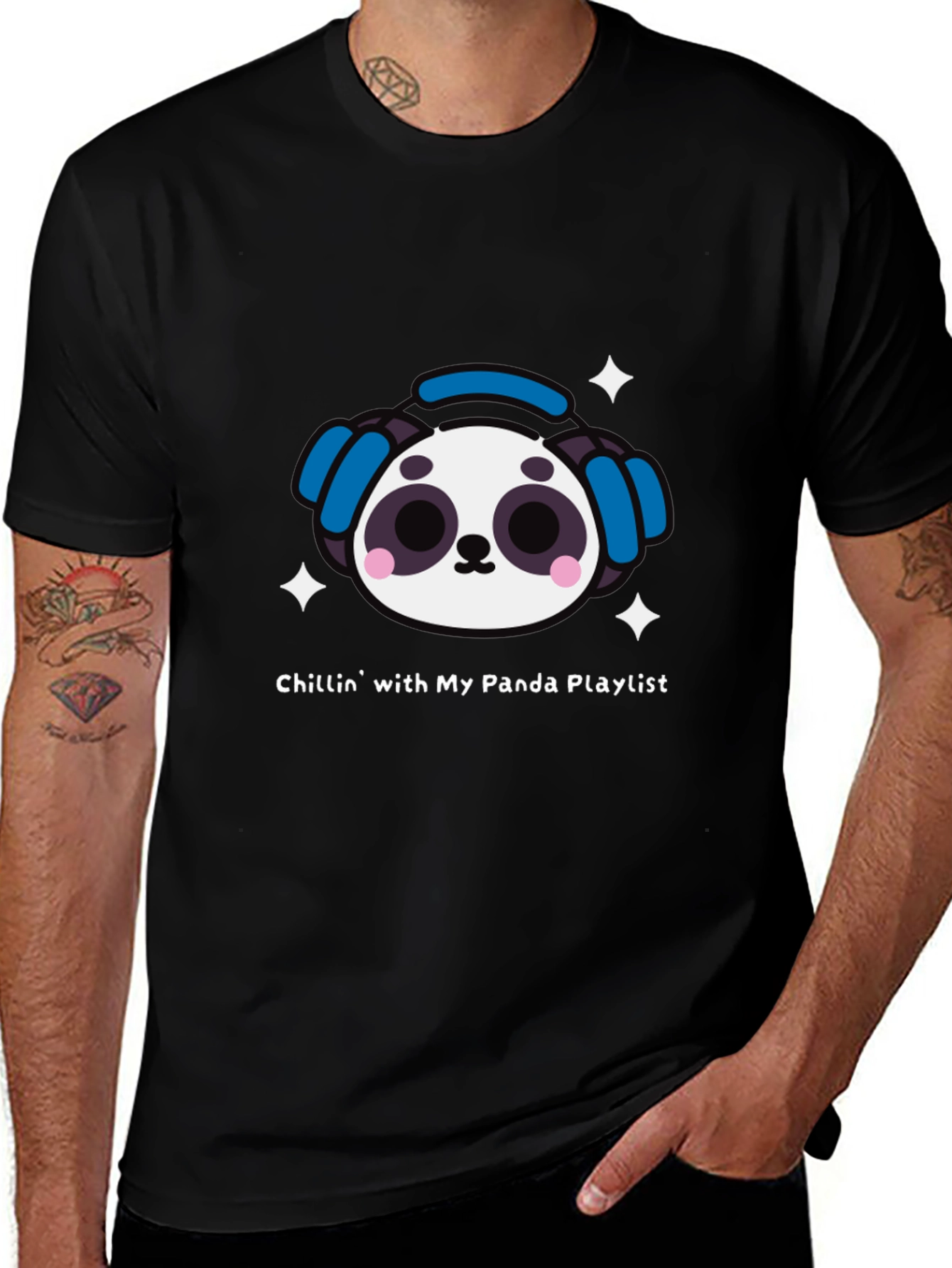 Variant 4 of Chillin' Panda Playlist Black T-Shirt