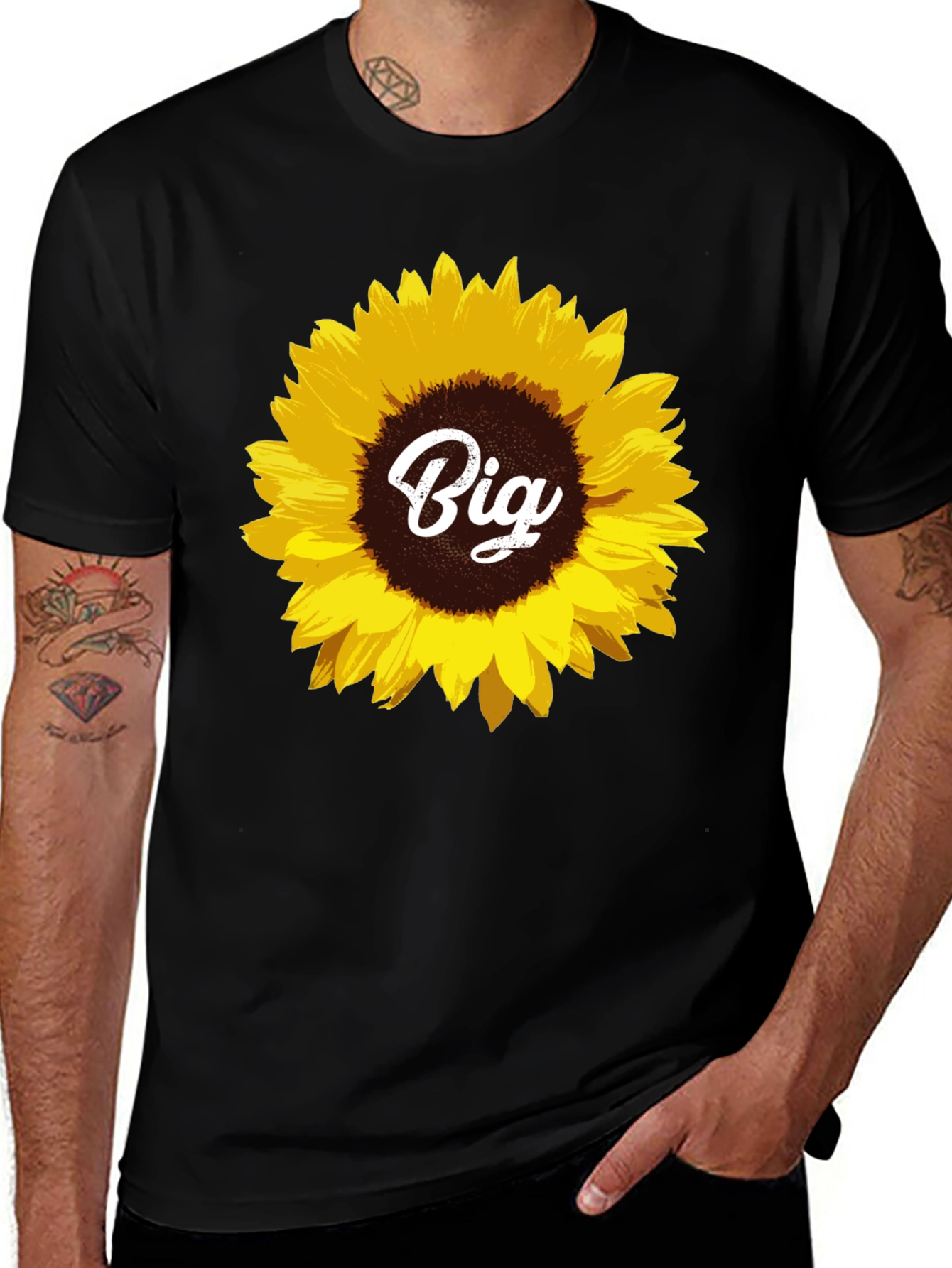 Variant 26 of Sunflower 'Big' T-Shirt - Black Cotton Tee