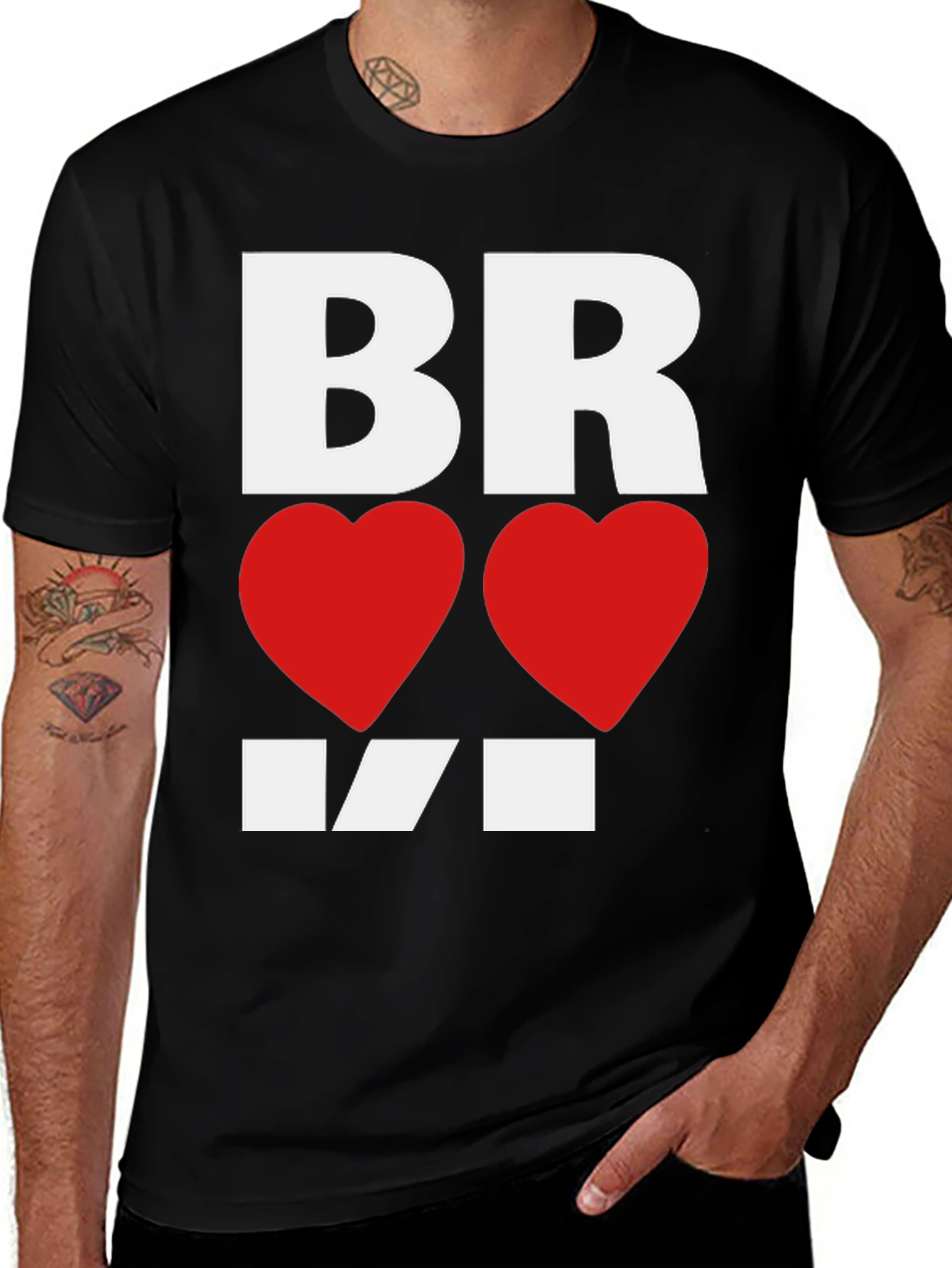 Variant 22 of Black "BR <3 VI" Graphic Tee