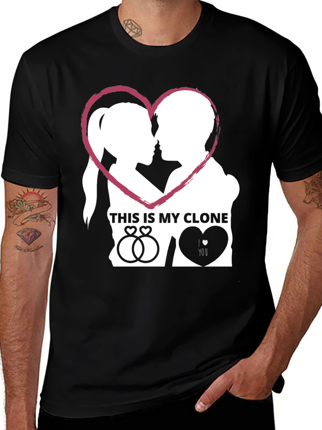Variant 30 of Couple's "This is My Clone" Graphic Tee - Black