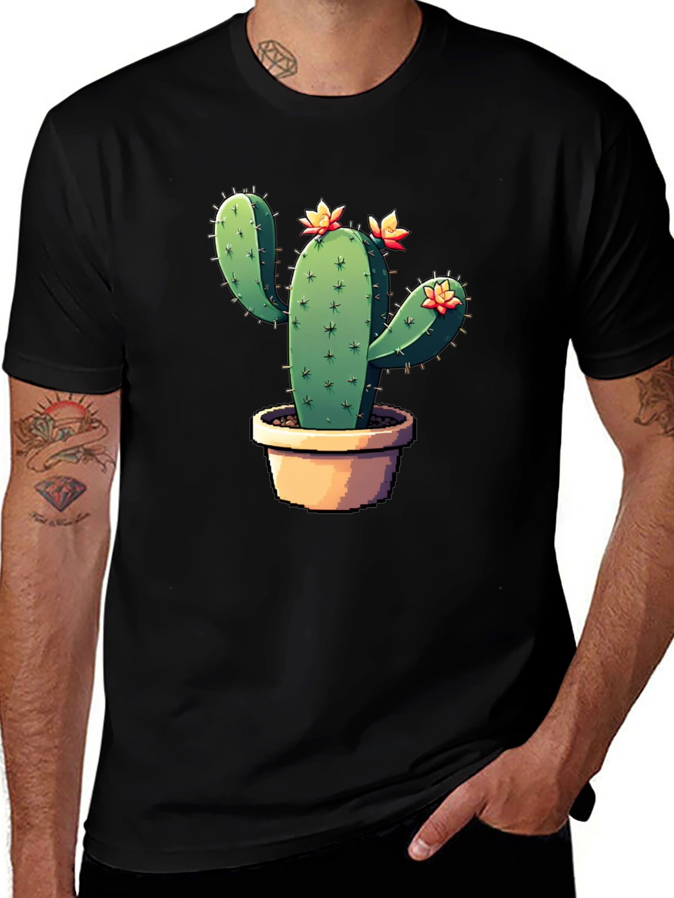 Variant 7 of Cactus Graphic Black T-Shirt