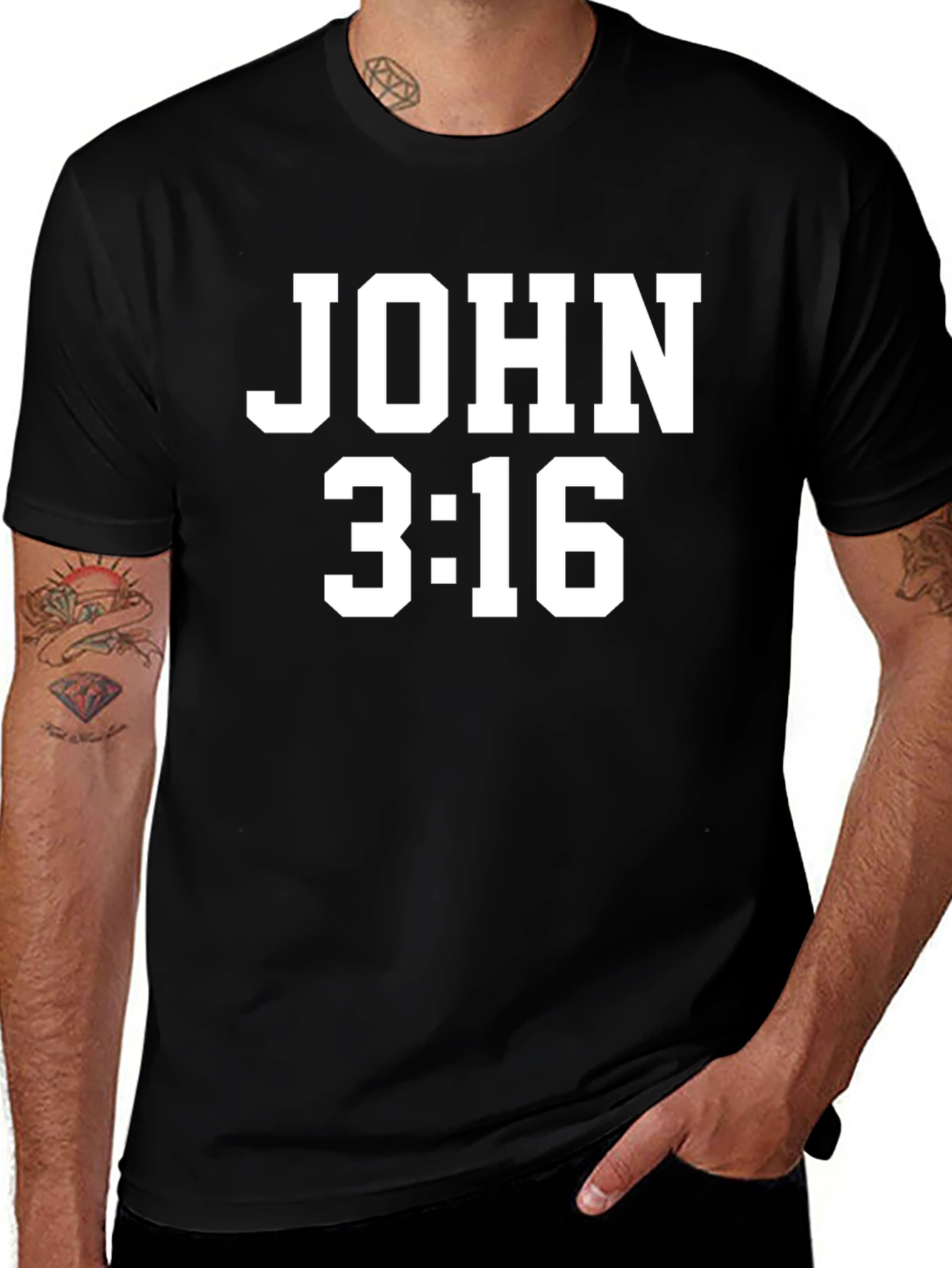 John 3:16 Black Christian T-Shirt