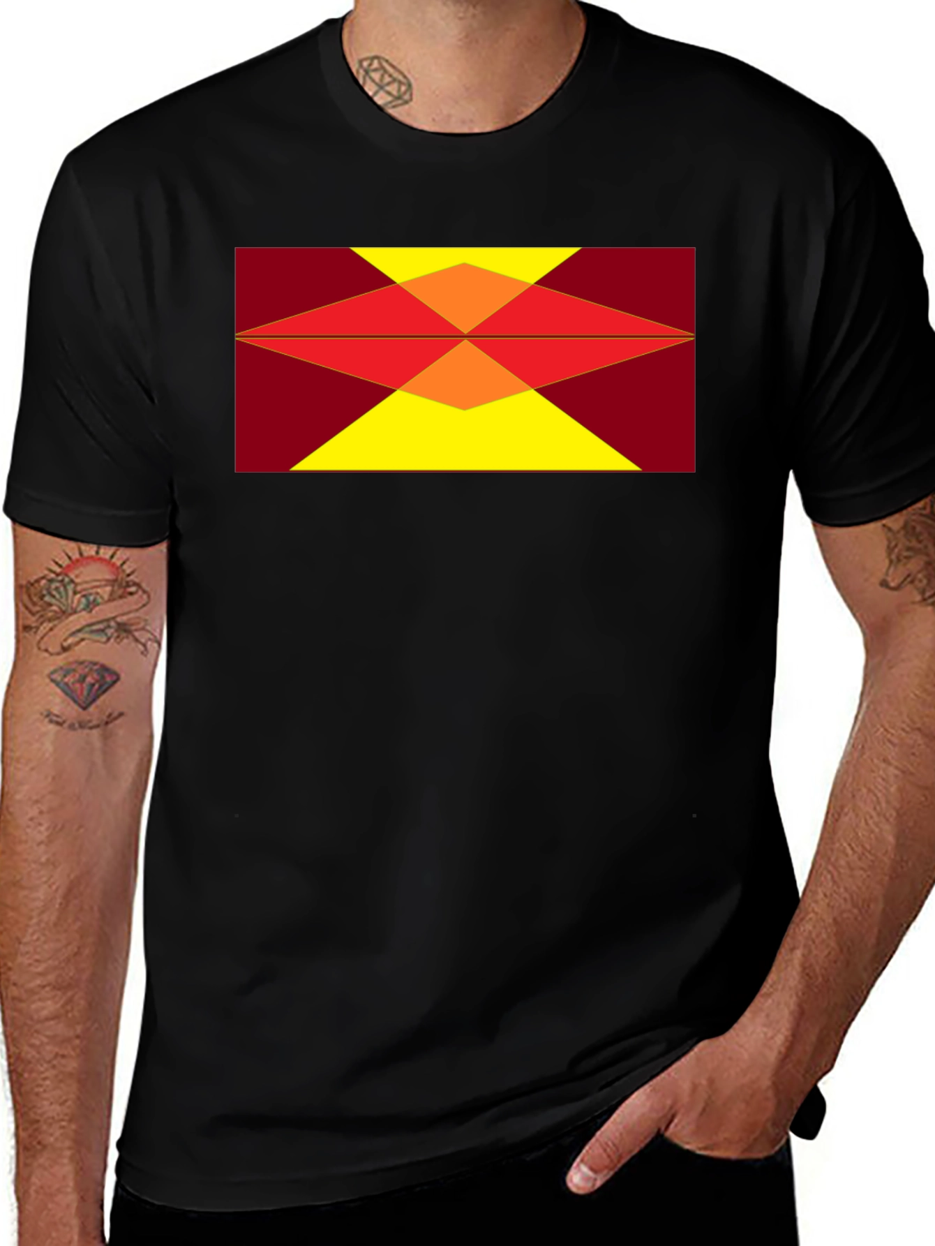 Variant 25 of Abstract Geometric Print Black T-Shirt
