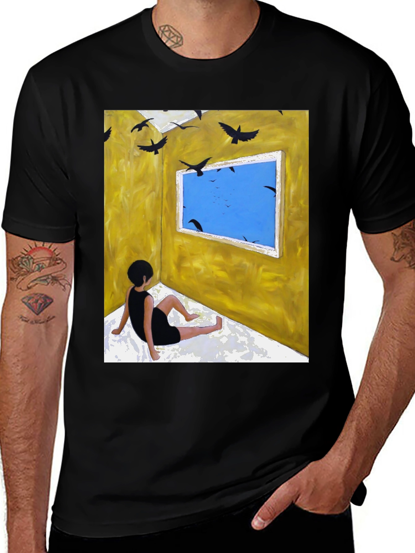 Variant 16 of Raven Room Graphic Tee - Unique Artistic Design