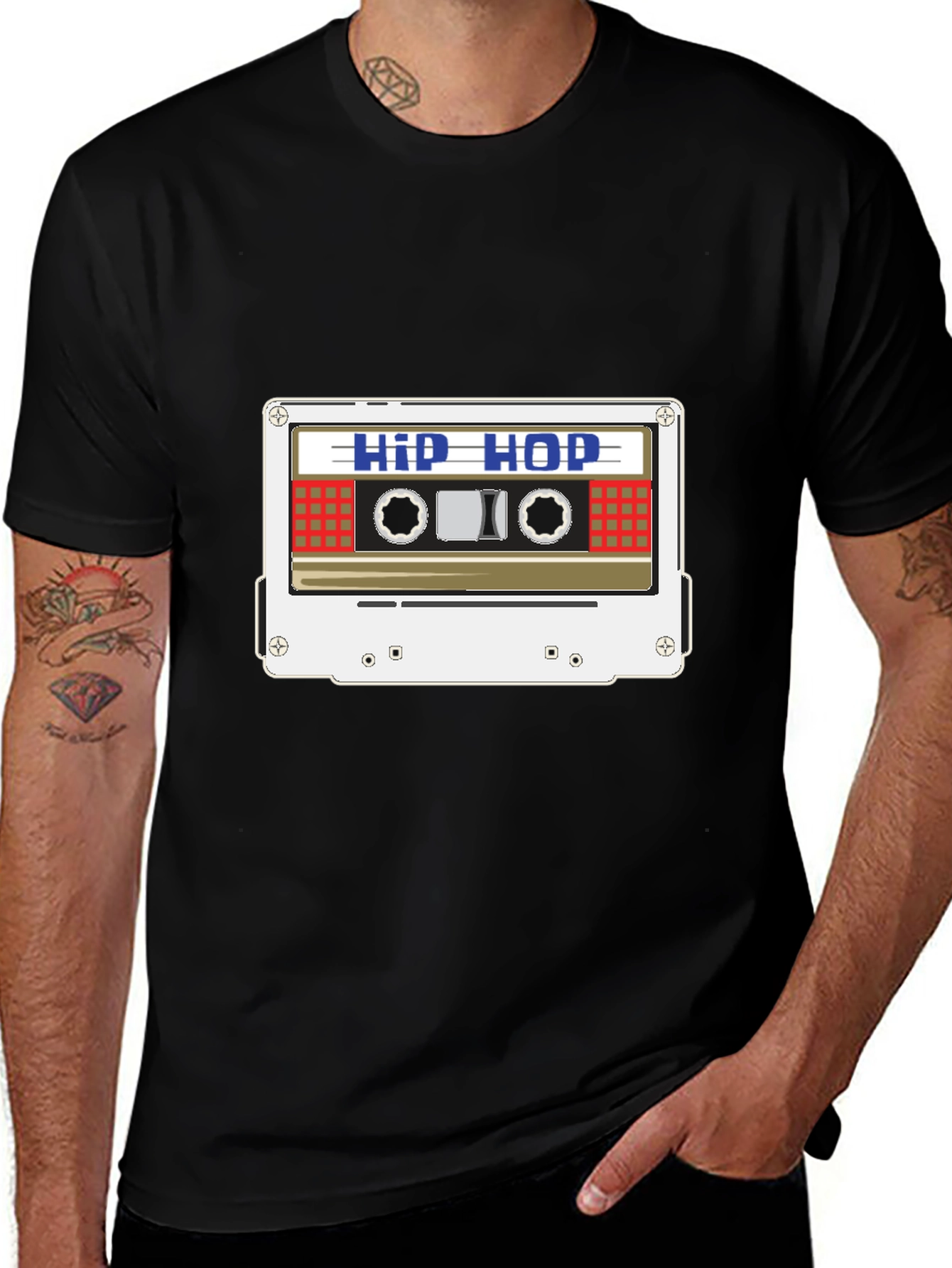 Variant 23 of Hip Hop Cassette Tape Graphic Black T-Shirt