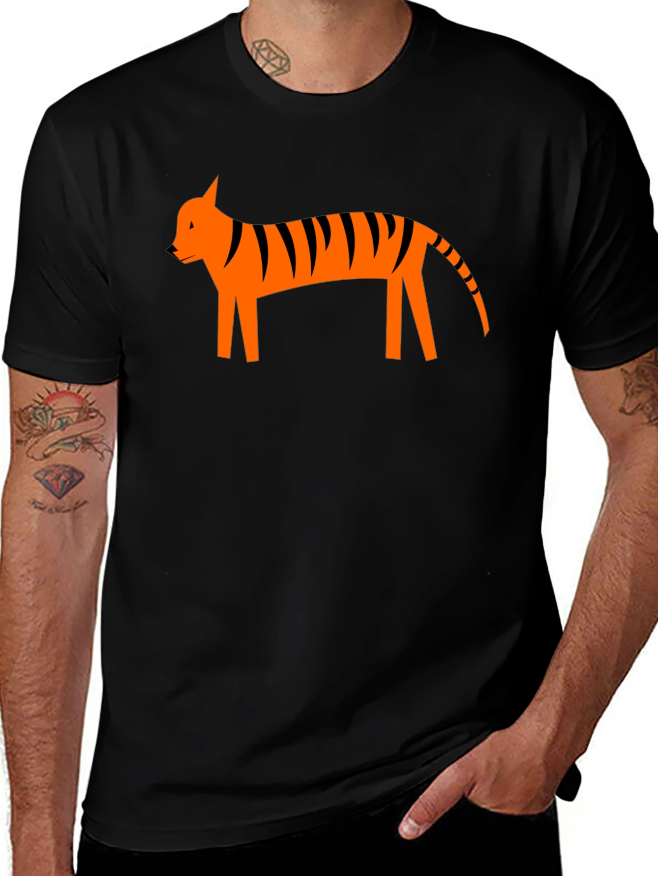 Variant 17 of Modern Tiger Graphic Tee - Black Cotton Casual Shirt